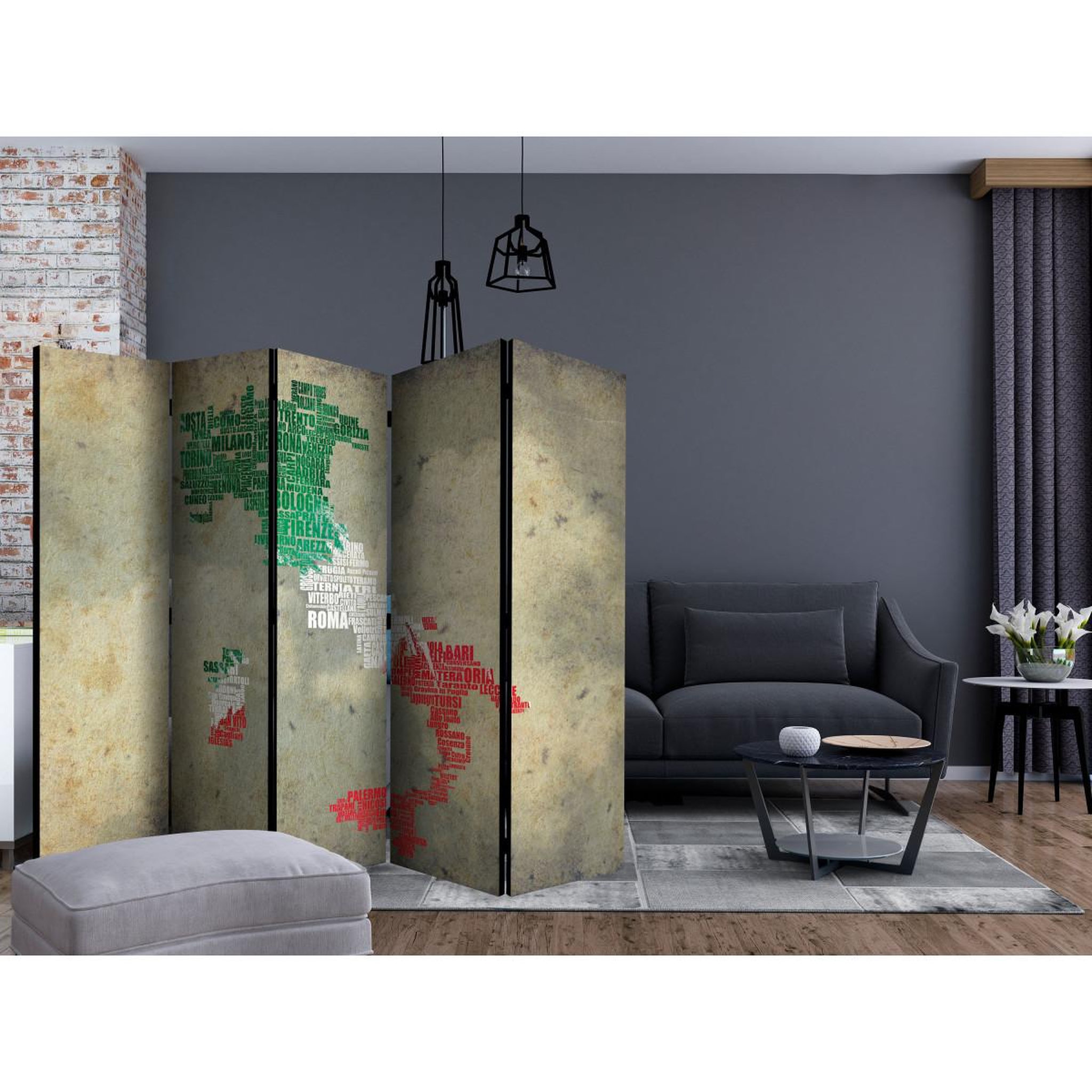 Voir la diapositive 2 : Paris Prix Paravent 5 volets  viva roma!  172x225cm