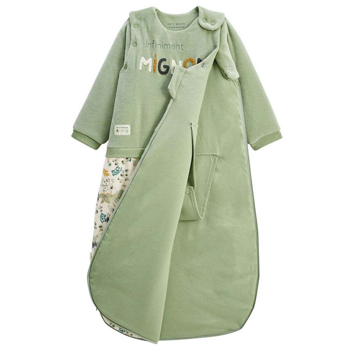 Petit Béguin Gigoteuse d'hiver en velours avec manches amovibles Boavista