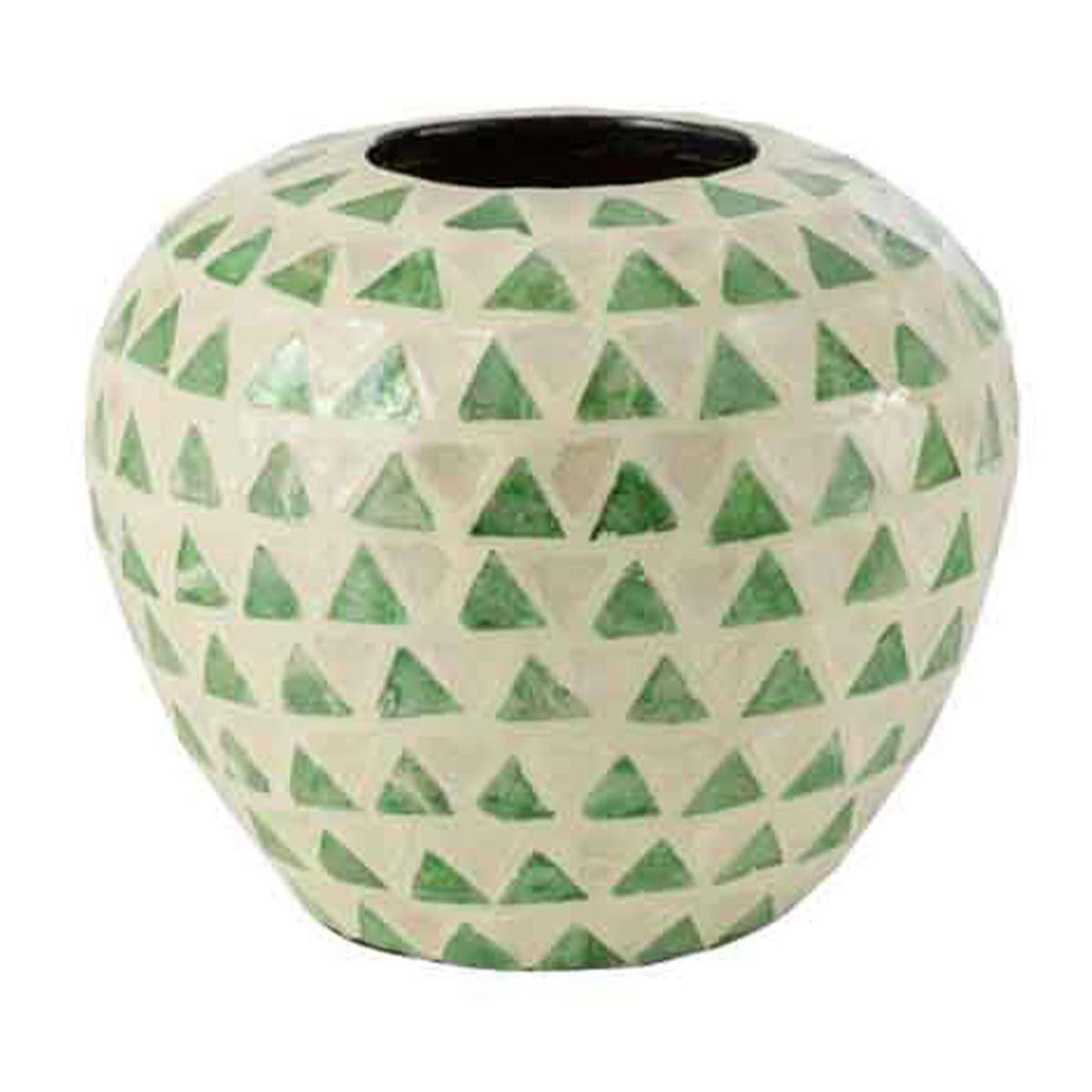 J-LINE Vase boule motif mosaïque  nuye  26cm vert