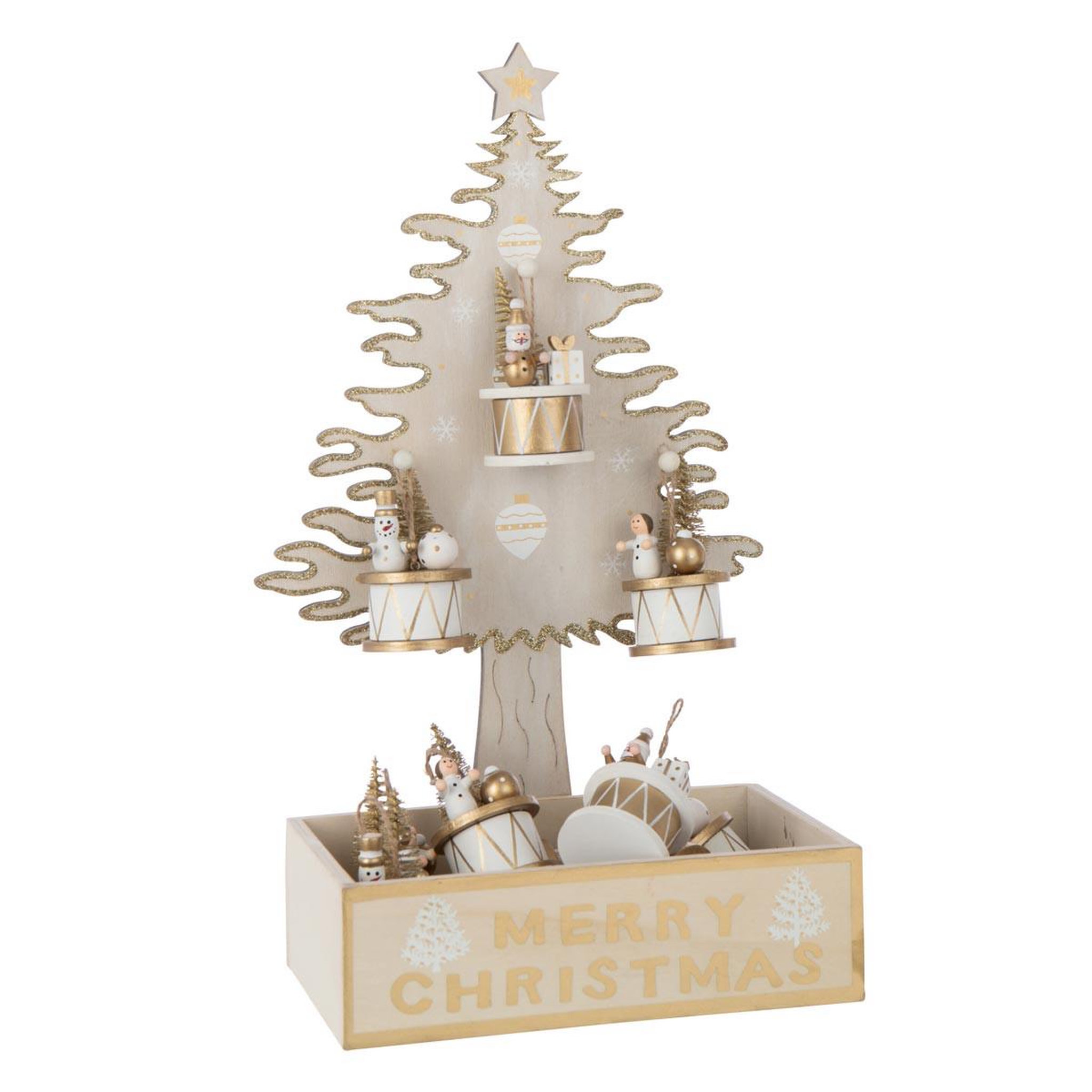 J-LINE Arbre de noël déco  merry christmas  44cm doré