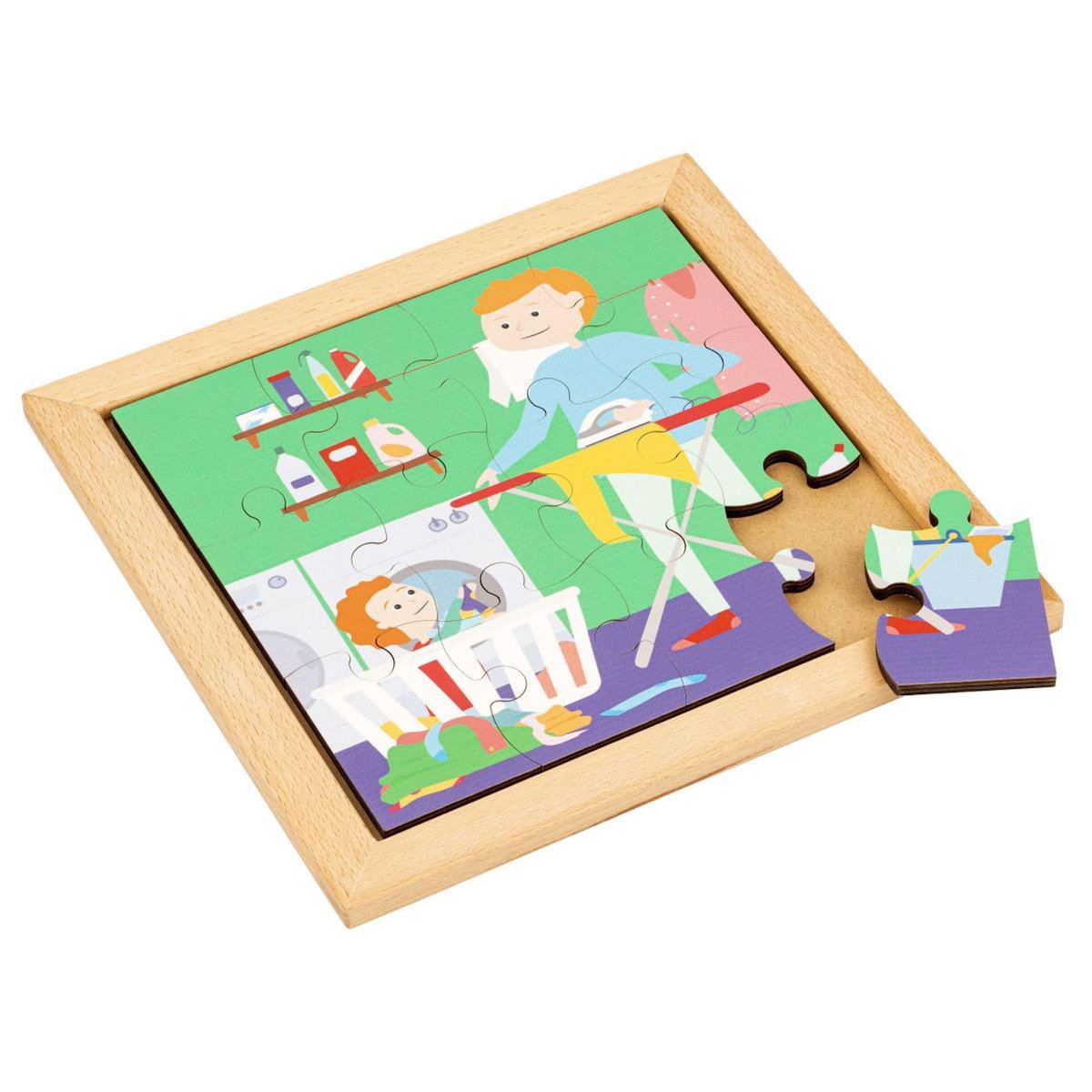 EDUCO Puzzle en Bois - pour tout-petit - la lessive - jeu Montessori