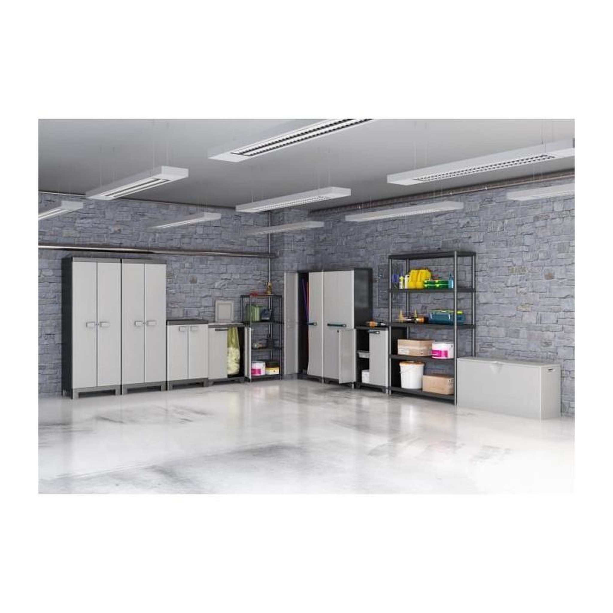 Voir la diapositive 2 : KIS KIS Armoire de rangement haute Linear - 68 x 39 x 173 cm - Noir et gris