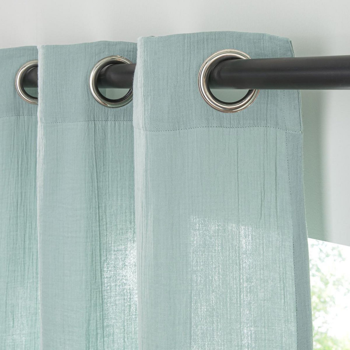 FUTURE HOME Rideau uni en gaze de coton oeillets à l'unité 140x260cm