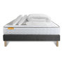 Voir la diapositive 2 : SEPTNUITS Pack matelas Memo + sommier gris + 2 oreillers mémoire de forme