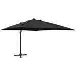 VIDAXL Parasol de jardin en porte-a-faux et mat et lumieres LED noir