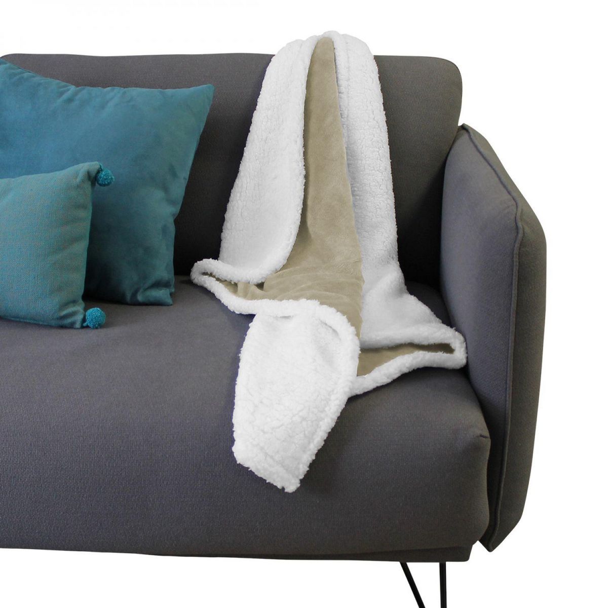 Monsieur Bébé Couverture, plaid polaire pour enfant 75 x 100 cm en flanelle et sherpa ultra doux