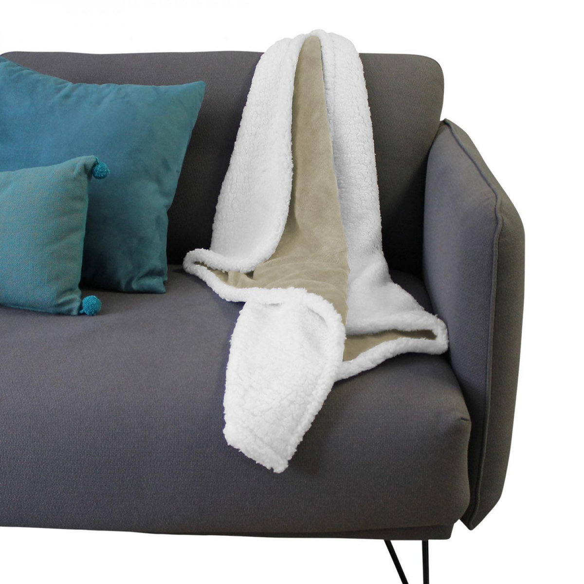 Monsieur Bébé Couverture, plaid polaire pour enfant 75 x 100 cm en flanelle et sherpa ultra doux