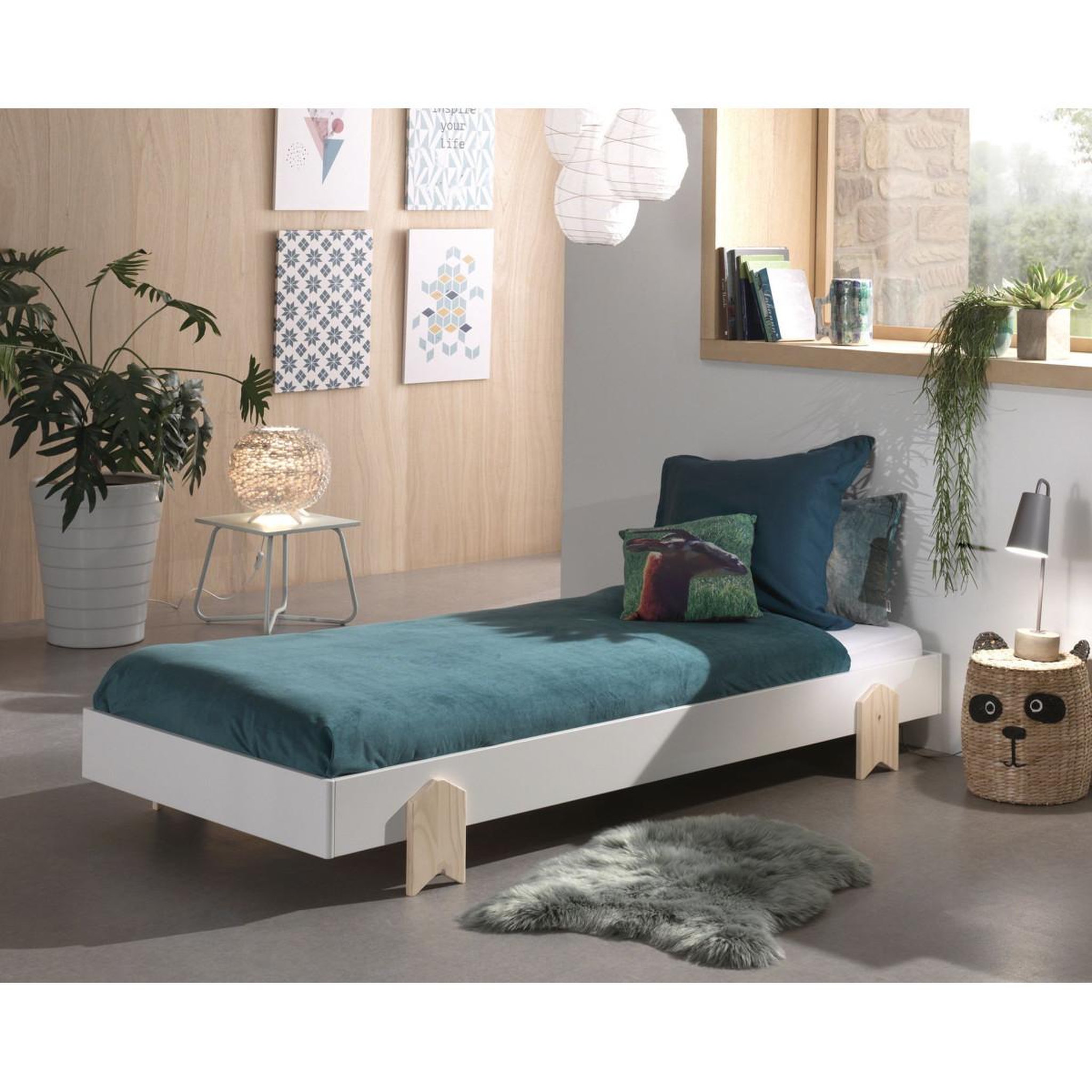 Voir la diapositive 4 : Paris Prix Lit enfant en bois  modulo arrow  90x200cm blanc