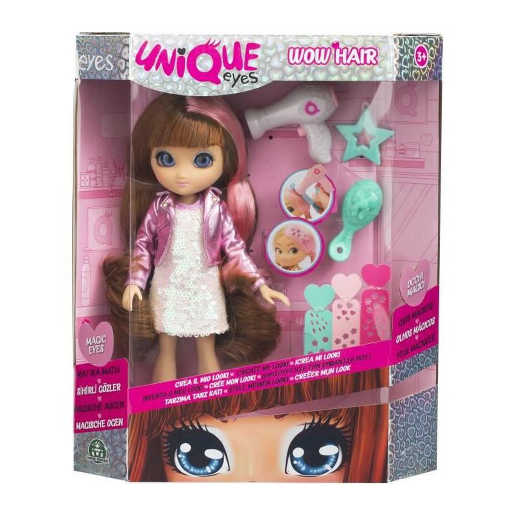 Voir la diapositive 3 : Giochi Preziosi UNIQUE EYES, Poupée 25cm Sophia, regard qui te suit des yeux , avec cheveux Magiques, Jouet pour enfants des 3 ans, MYM083
