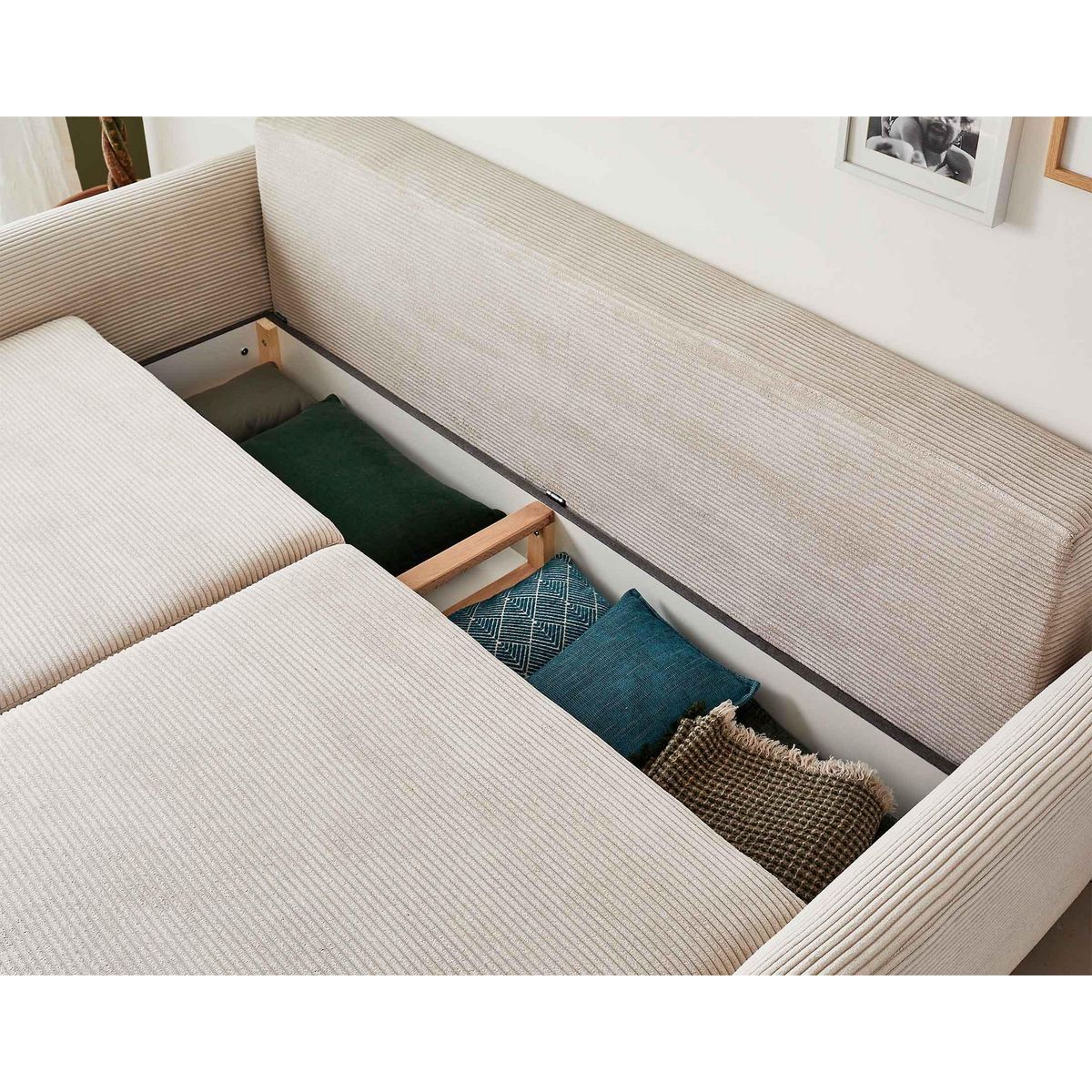 LISA DESIGN Dan - canapé 3 places - convertible avec coffre - en velours côtelé