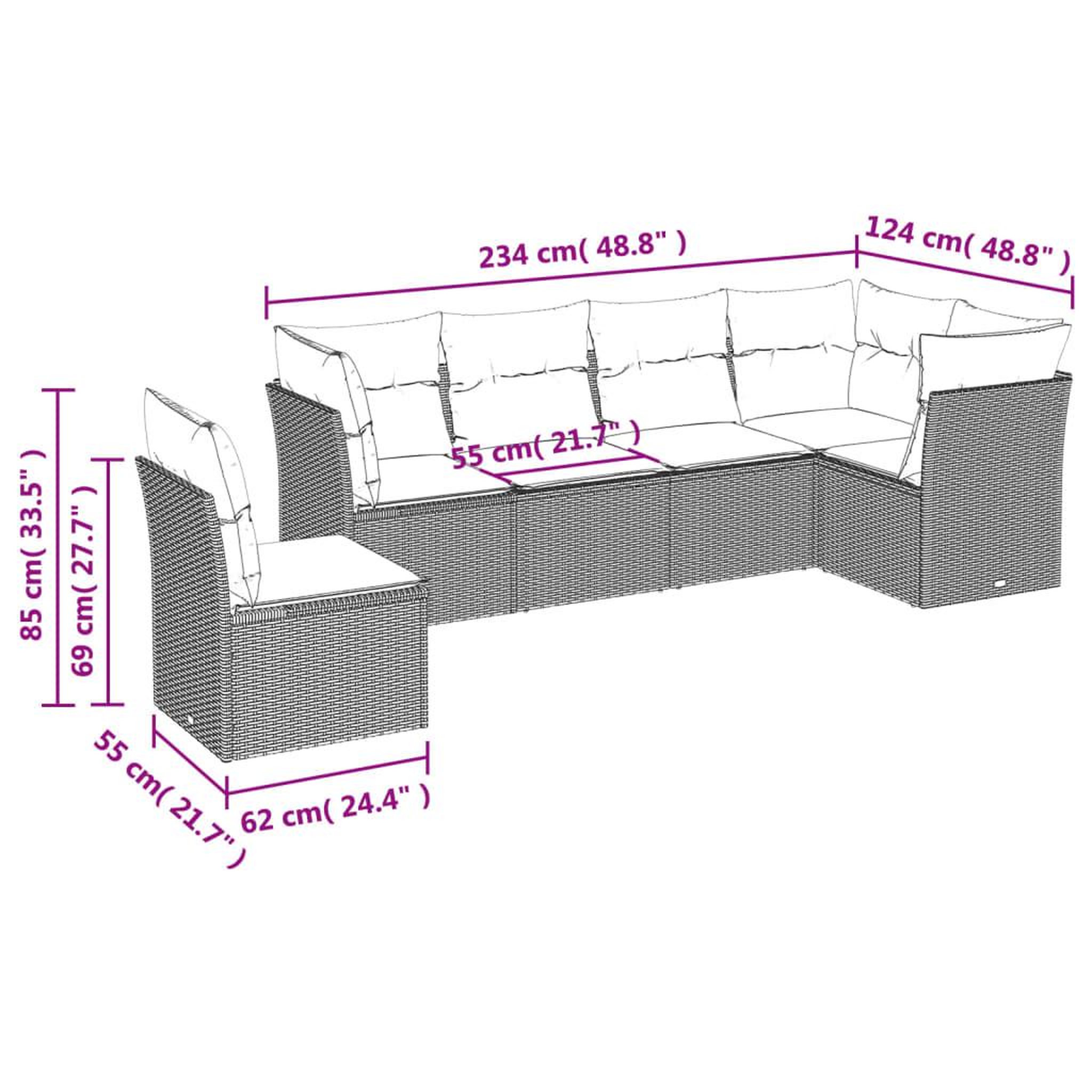 Voir la diapositive 6 : VIDAXL Salon de jardin avec coussins 6 pcs beige resine tressee