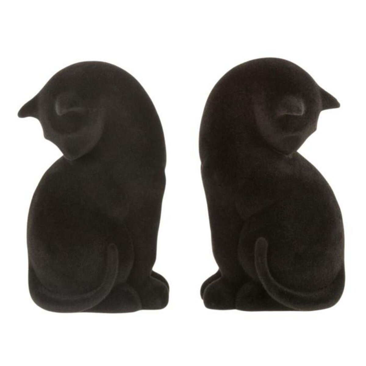 Paris Prix Lot de 2 Serre-Livres Velours  Chat  18cm Noir
