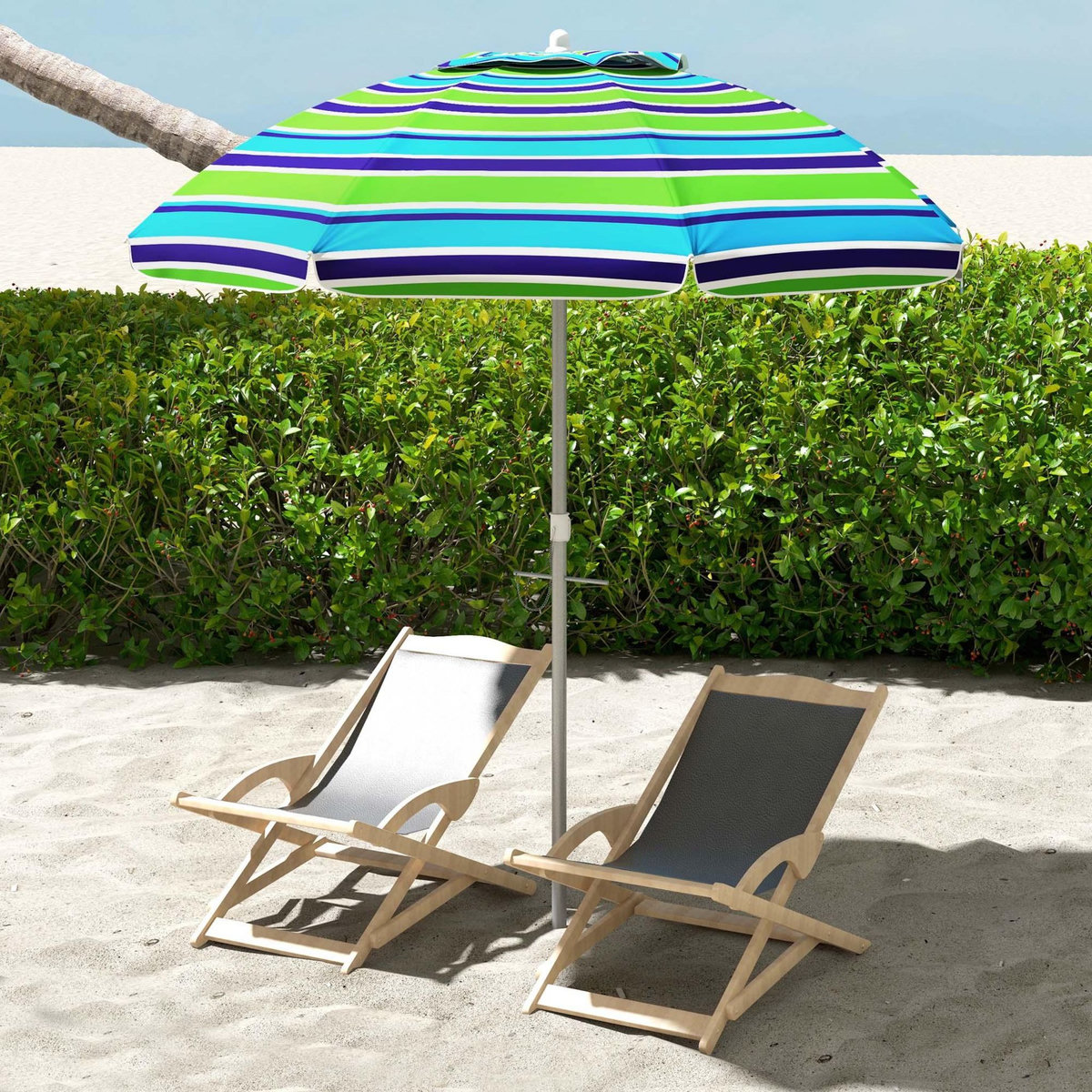 OUTSUNNY Parasol inclinable réglable de plage protection UV40+ Ø178 cm sac transport inclus