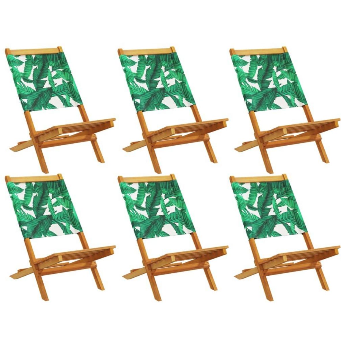 VIDAXL Chaises de jardin pliantes lot de 6 vert tissu et bois massif
