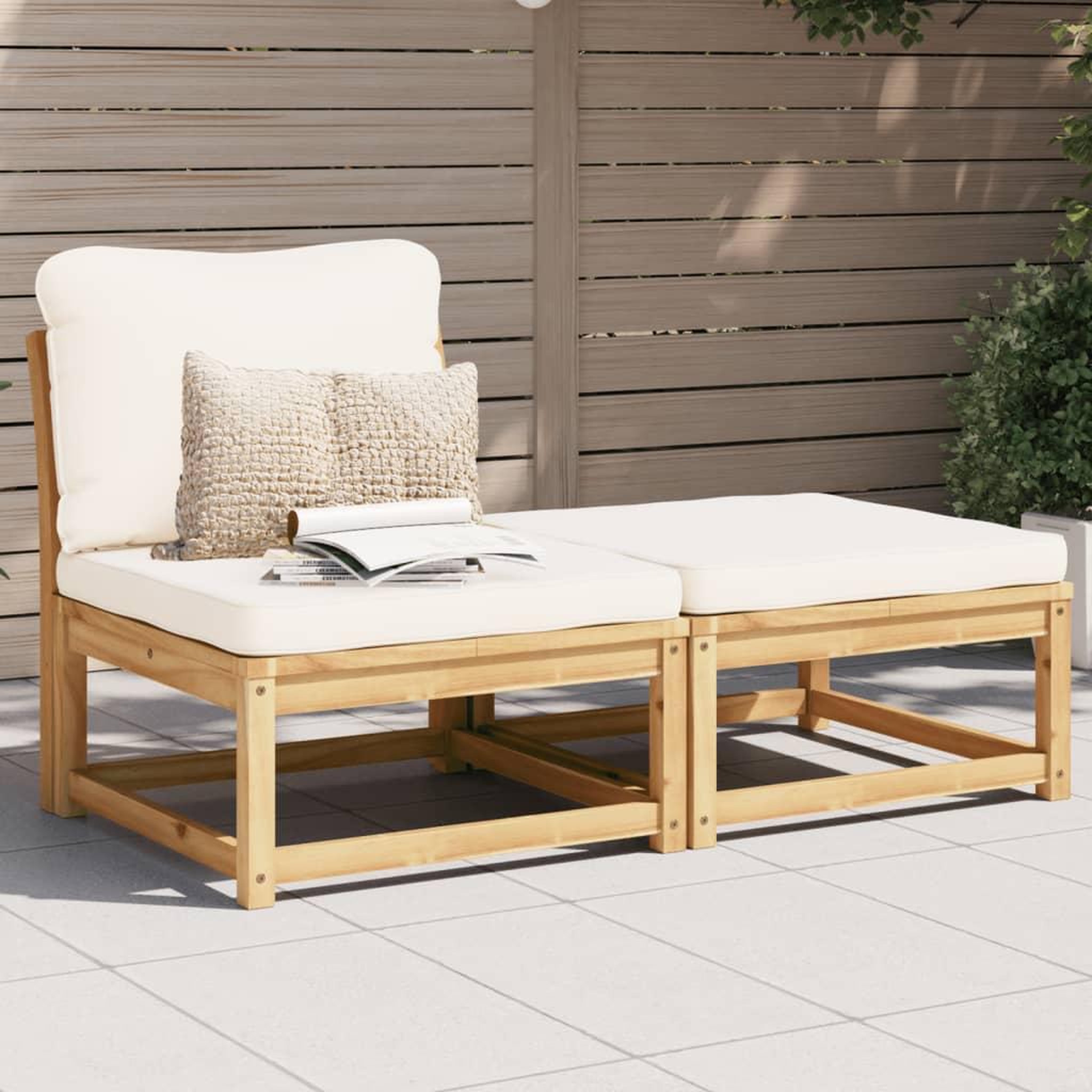 Voir la diapositive 3 : VIDAXL Salon de jardin 3 pcs avec coussins bois massif d'acacia