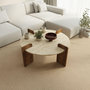 Voir la diapositive 2 : Habitat et Jardin Table basse en bois  Avoure  - 90 x 90 x 35 cm - Travertin