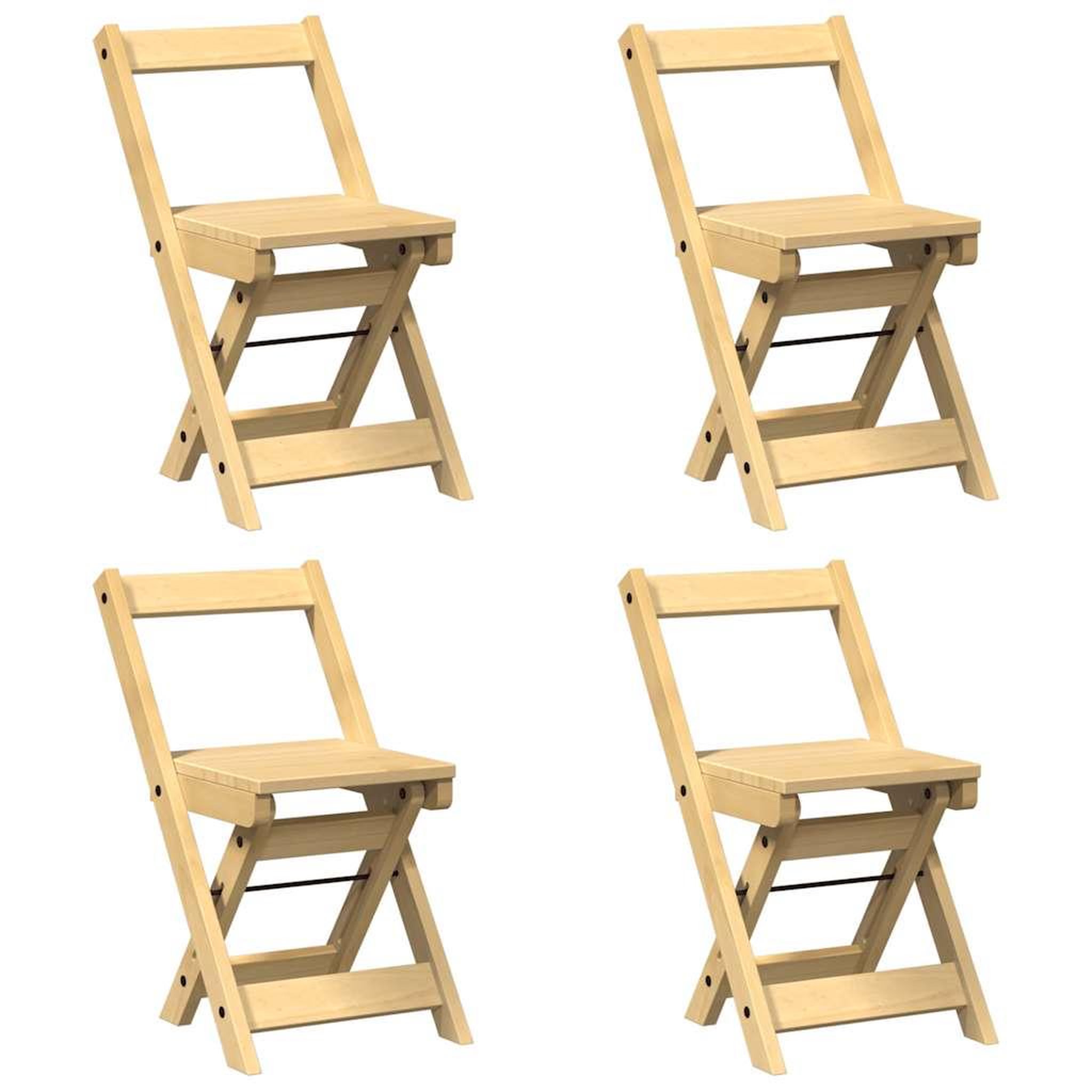 Voir la diapositive 2 : VIDAXL Chaises a manger pliables lot de 4  bois massif de pin