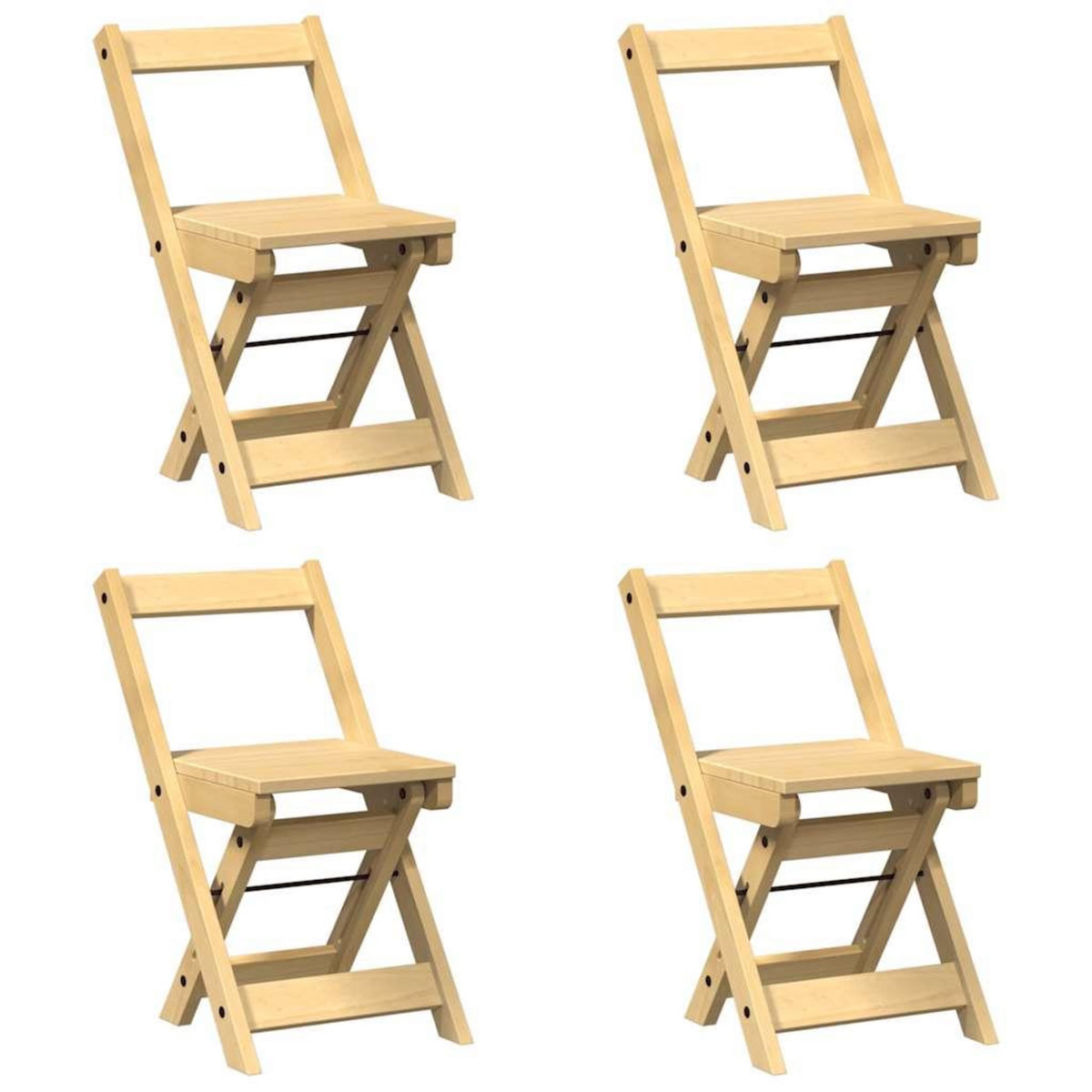 VIDAXL Chaises a manger pliables lot de 4  bois massif de pin