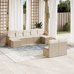 VIDAXL Salon de jardin avec coussins 9 pcs beige resine tressee