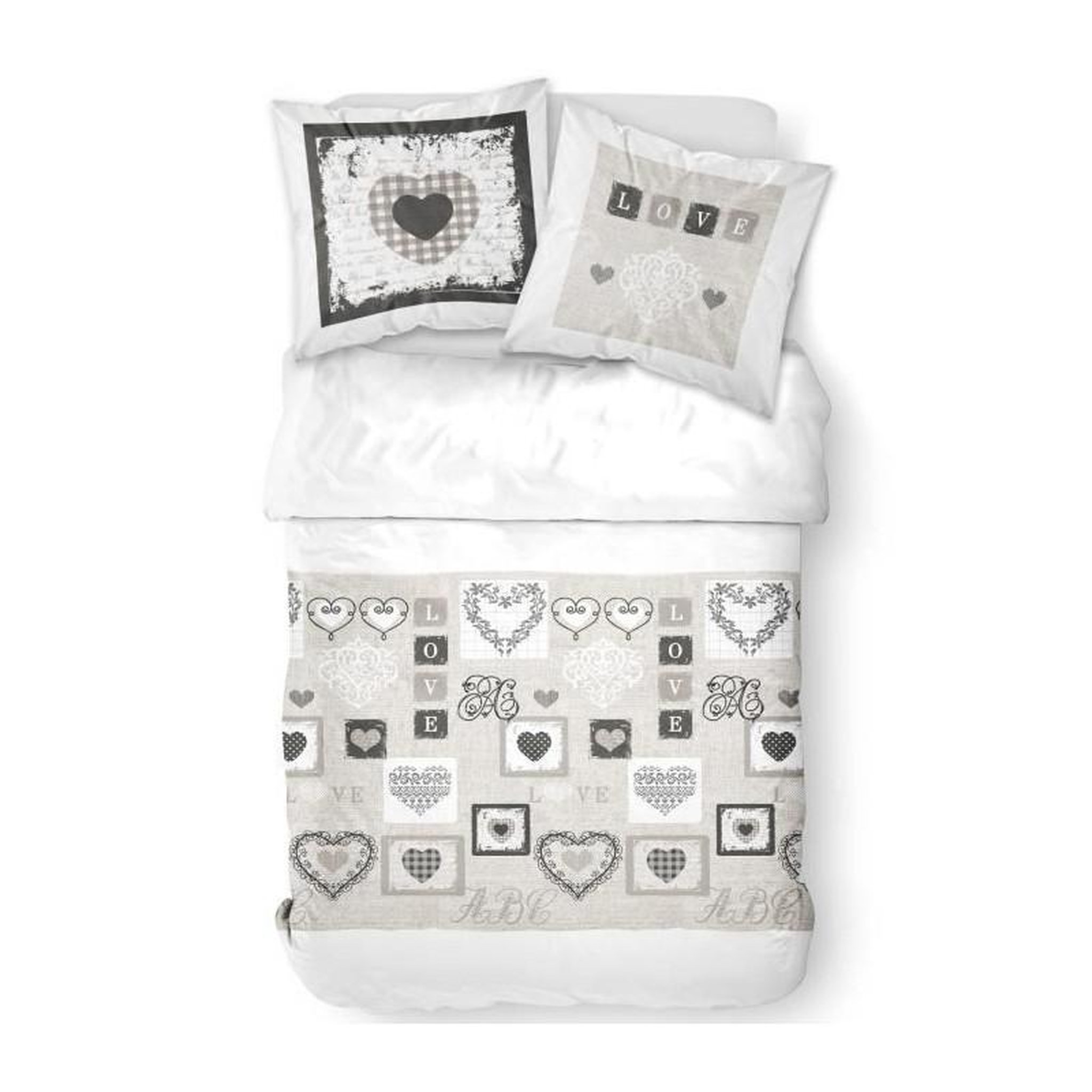 Today TODAY Parure de lit Coton 2 personnes - 240x260 cm - Imprime Blanc Eden