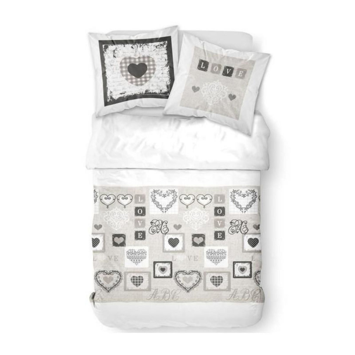 Today TODAY Parure de lit Coton 2 personnes - 240x260 cm - Imprime Blanc Eden