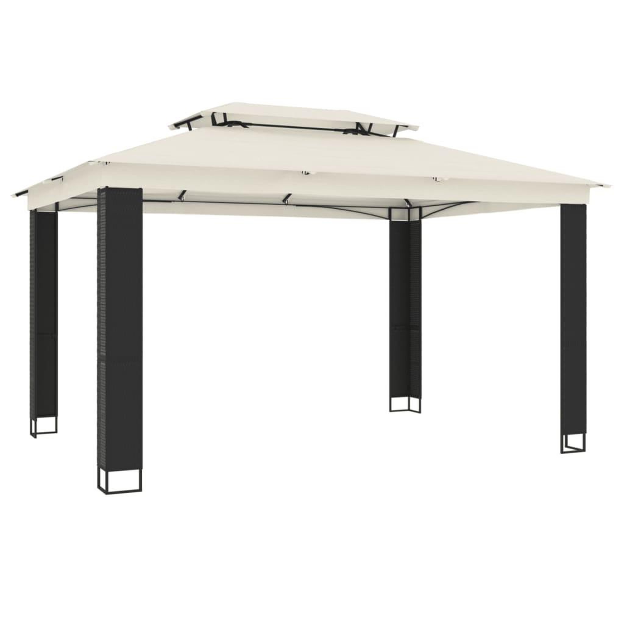 Voir la diapositive 2 : VIDAXL Tonnelle a double toit creme 3,94x2,96 m acier