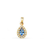 L'ATELIER D'AZUR Pendentif Or 18 Carats 750 Jaune et Zirconiums - Motif Goutte - Chaine Offerte