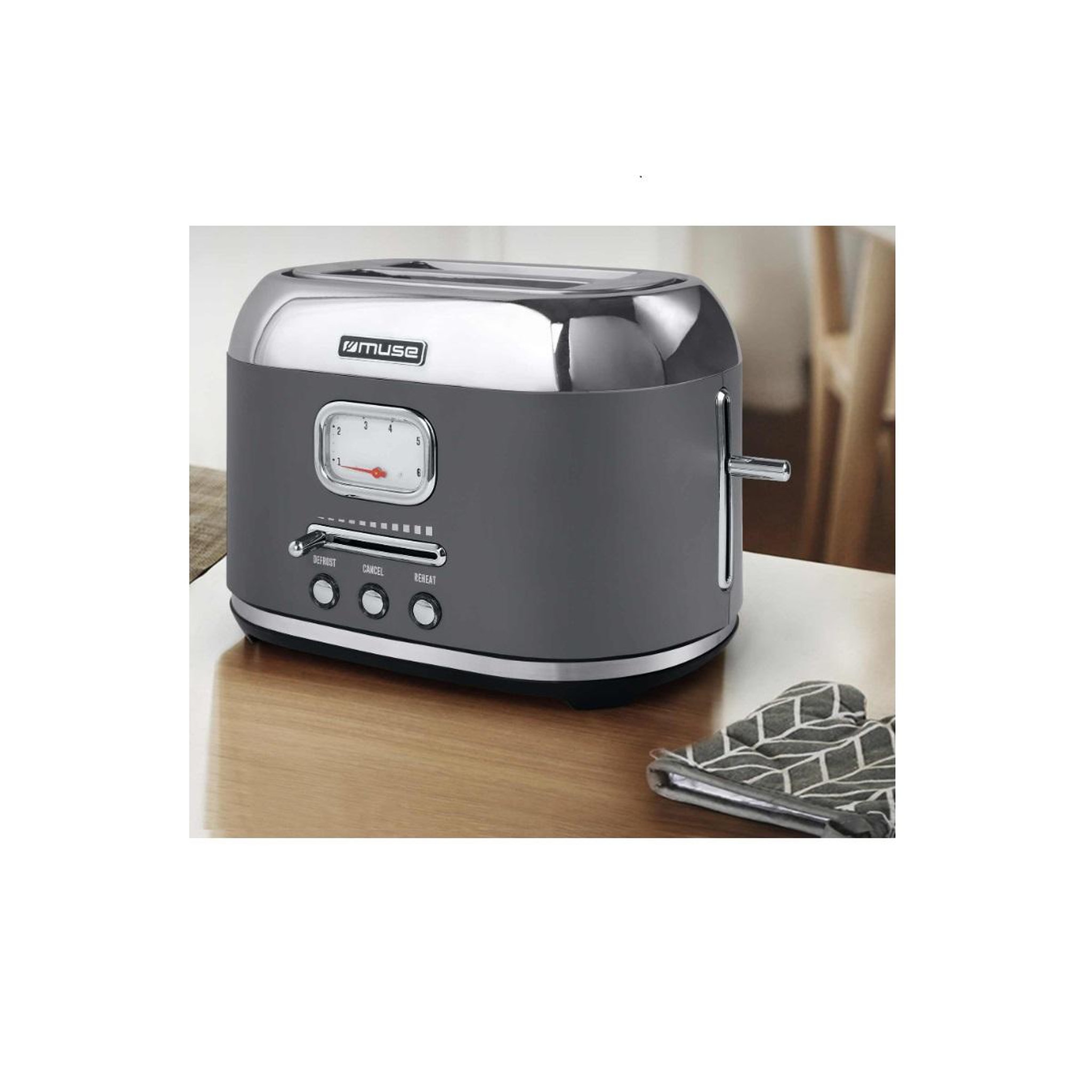 Voir la diapositive 4 : Muse Grille-pains 2 fentes 1000w noir/inox - ms-120dg