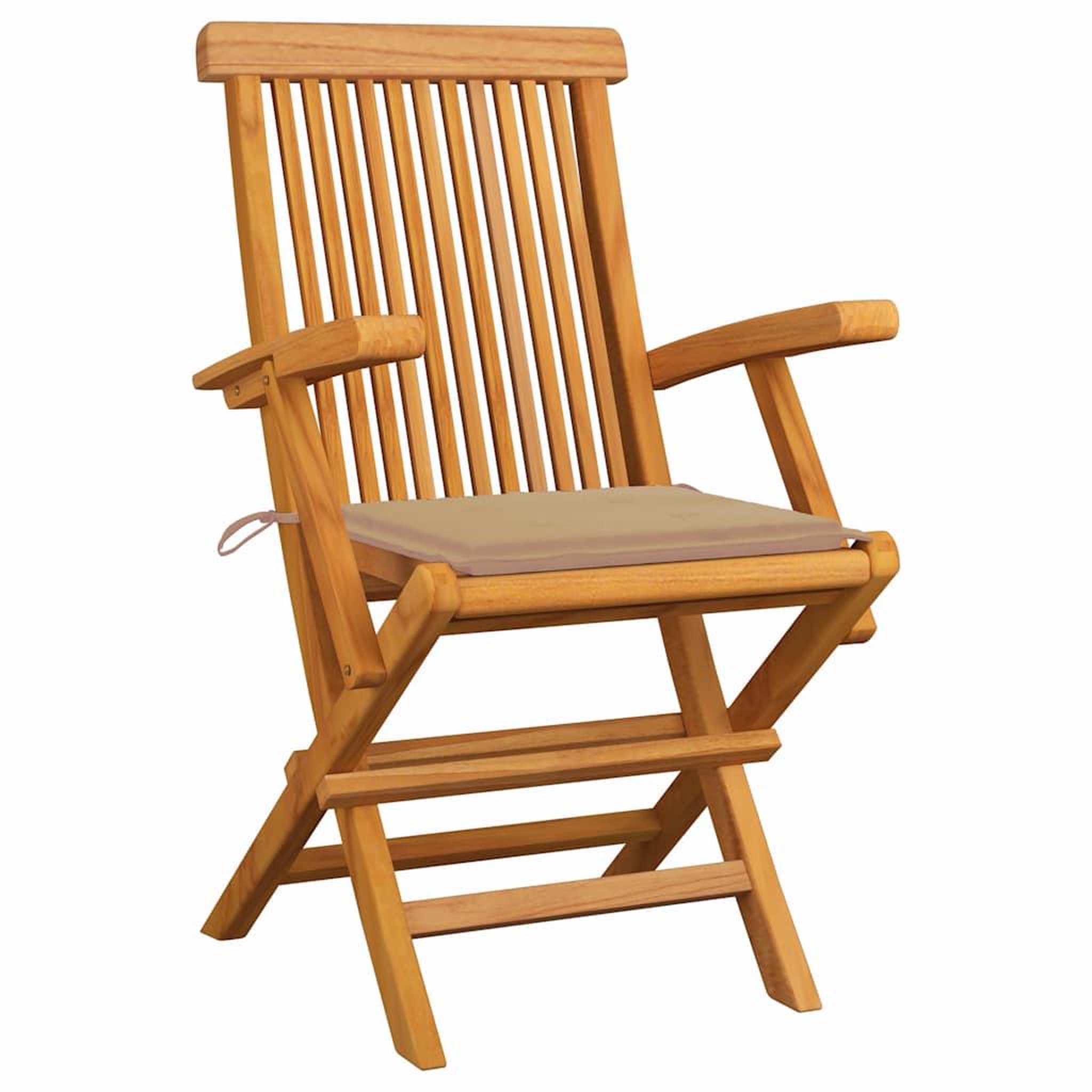 Voir la diapositive 2 : VIDAXL Chaises de jardin avec coussins beige lot de 3 Bois teck massif