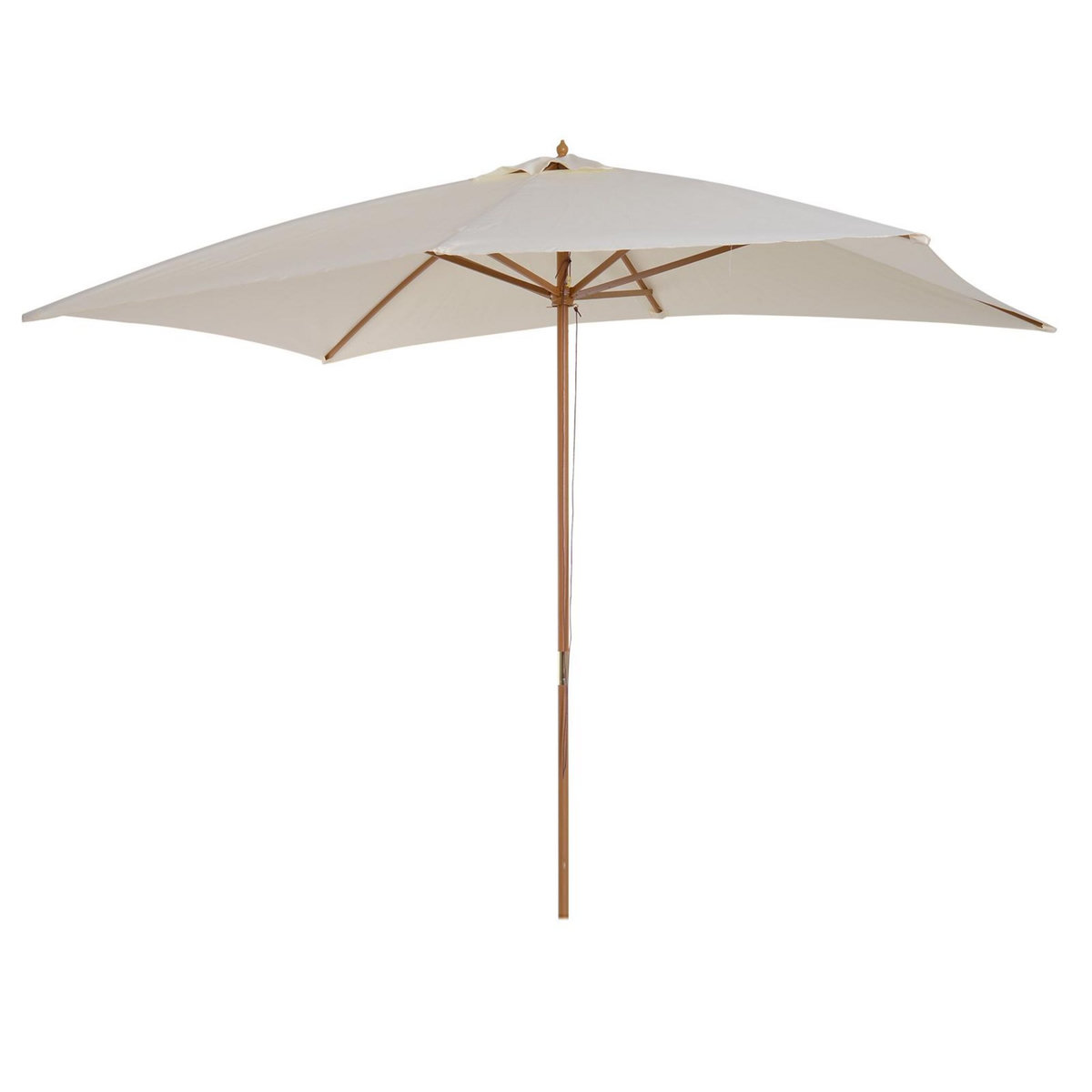 OUTSUNNY Parasol droit rectangulaire bois polyester haute densité 2,95L x 2l x 2,55H m crème
