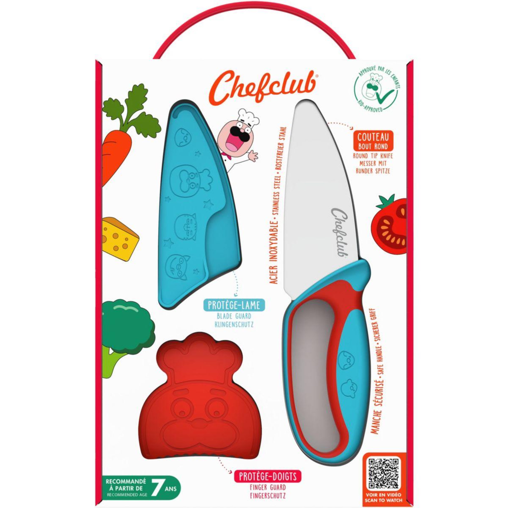 CHEFCLUB Couteau chef le couteau du chef kids bleu et rouge