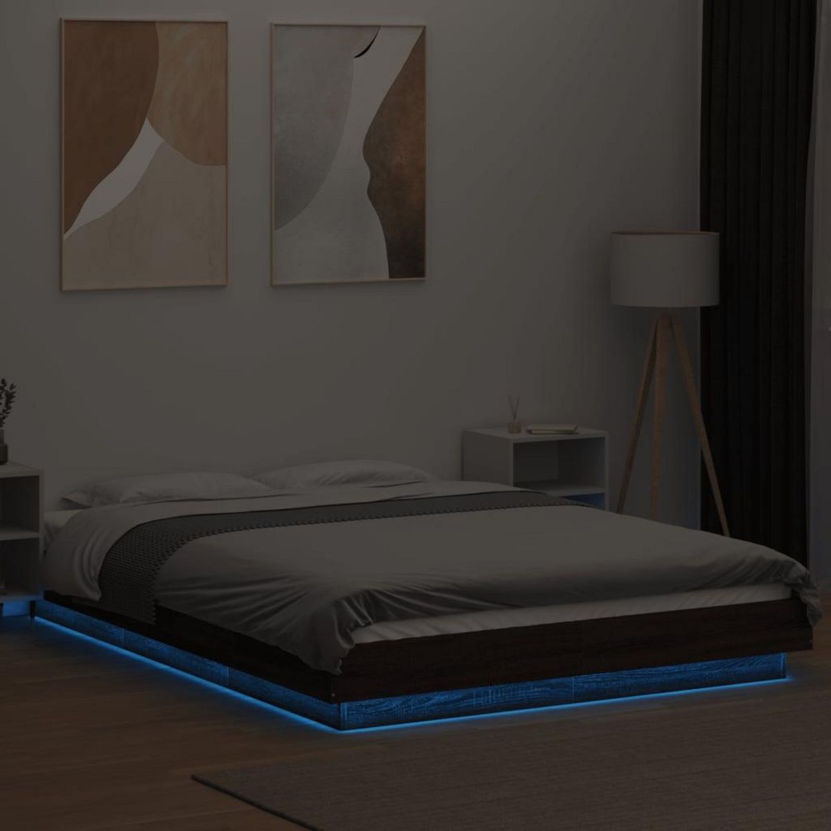 VIDAXL Cadre de lit avec lumieres LED sans matelas 135x190 cm