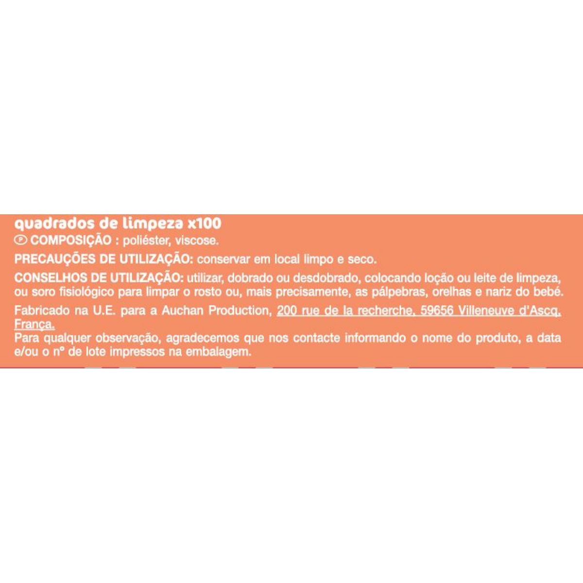 AUCHAN BABY Carrés De Soin X 100