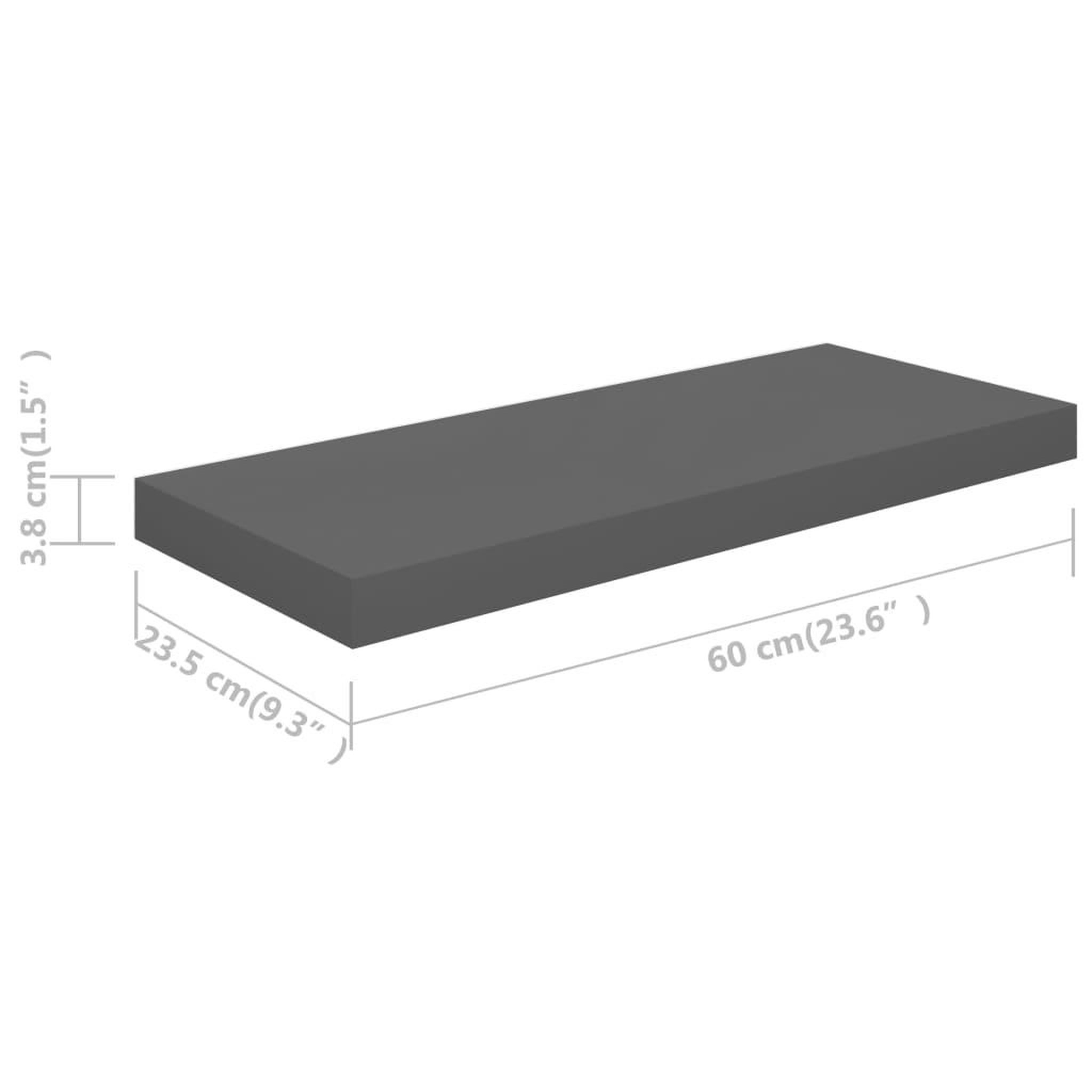 Voir la diapositive 6 : VIDAXL Etagere murale flottante 4 pcs Gris brillant 60x23,5x3,8 cm MDF