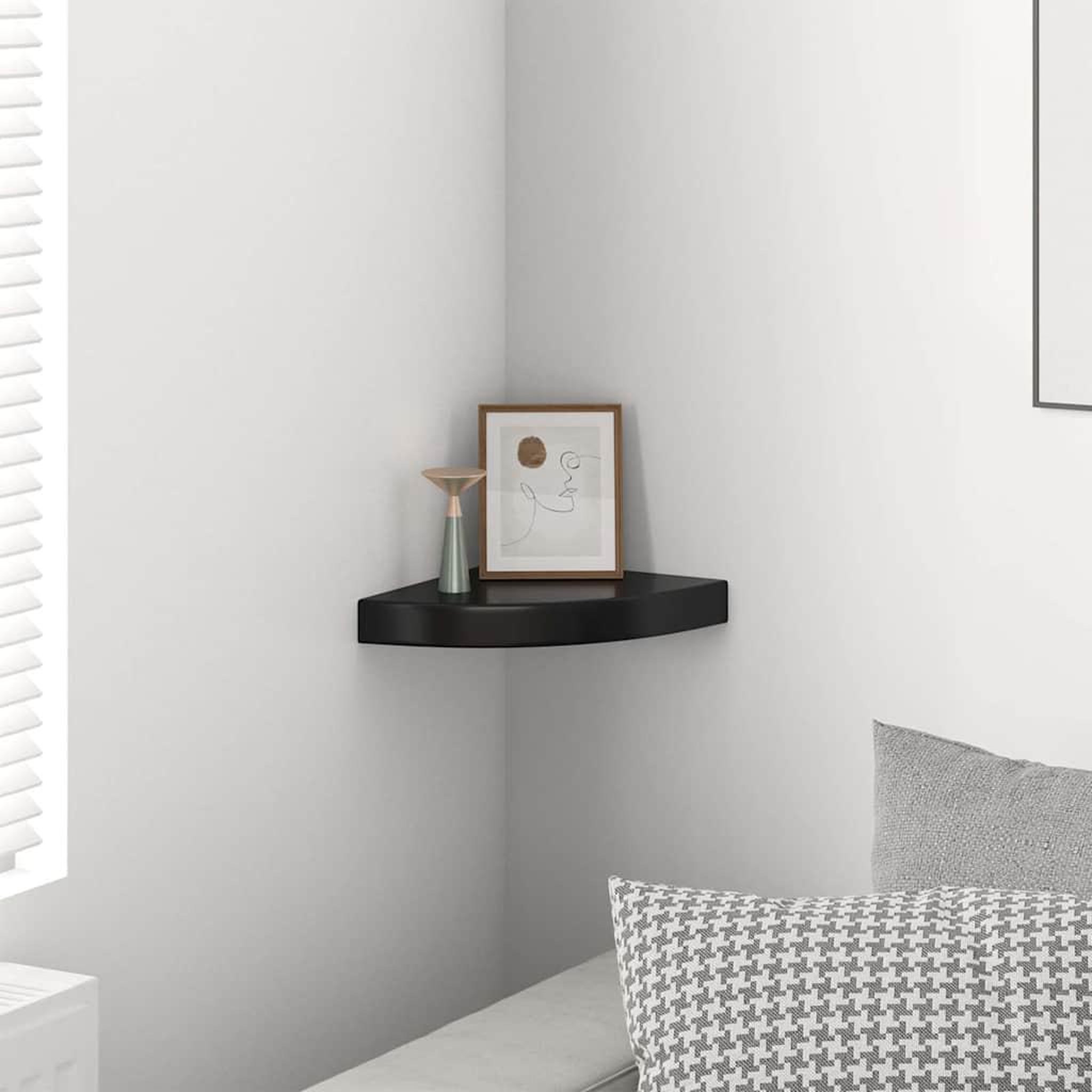 Voir la diapositive 2 : VIDAXL Etagere d'angle flottante Noir brillant 25x25x3,8 cm MDF