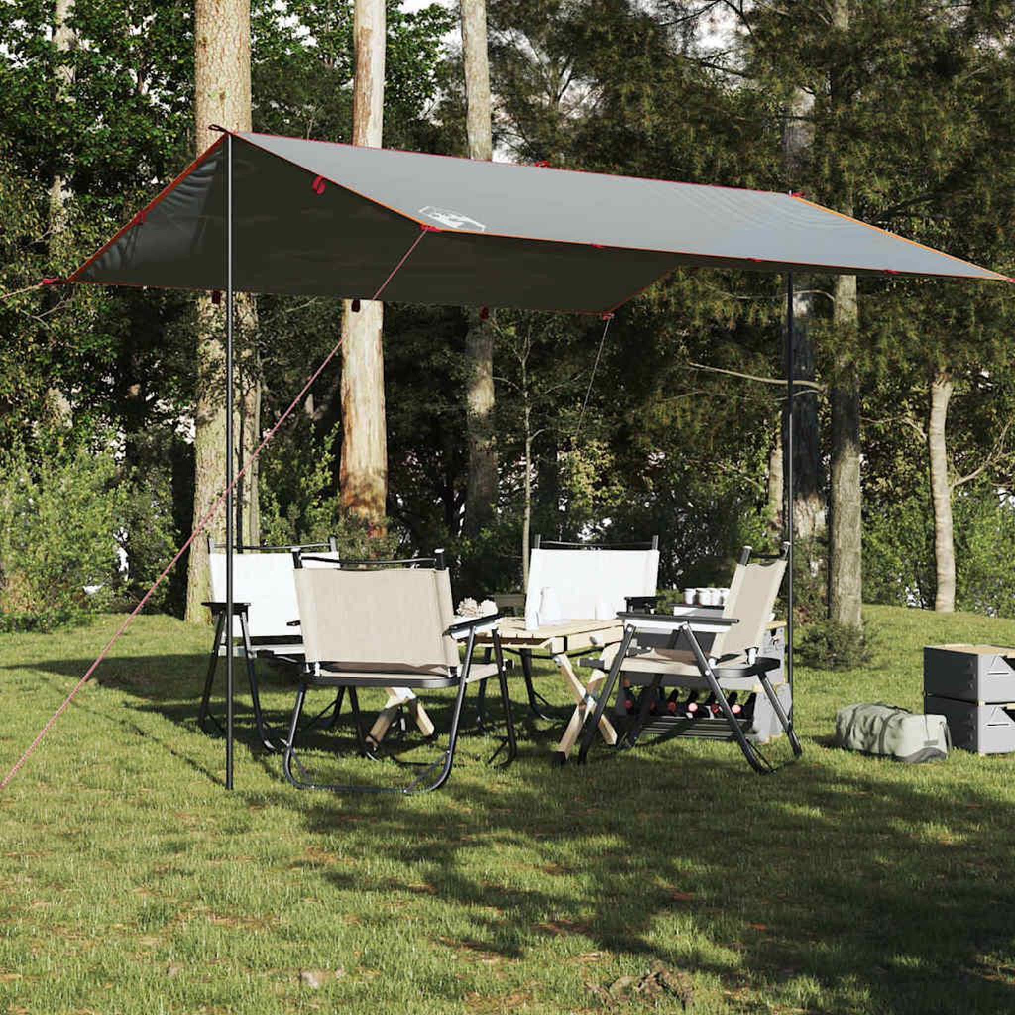 Voir la diapositive 3 : VIDAXL Bache de camping gris et orange 360x294 cm impermeable