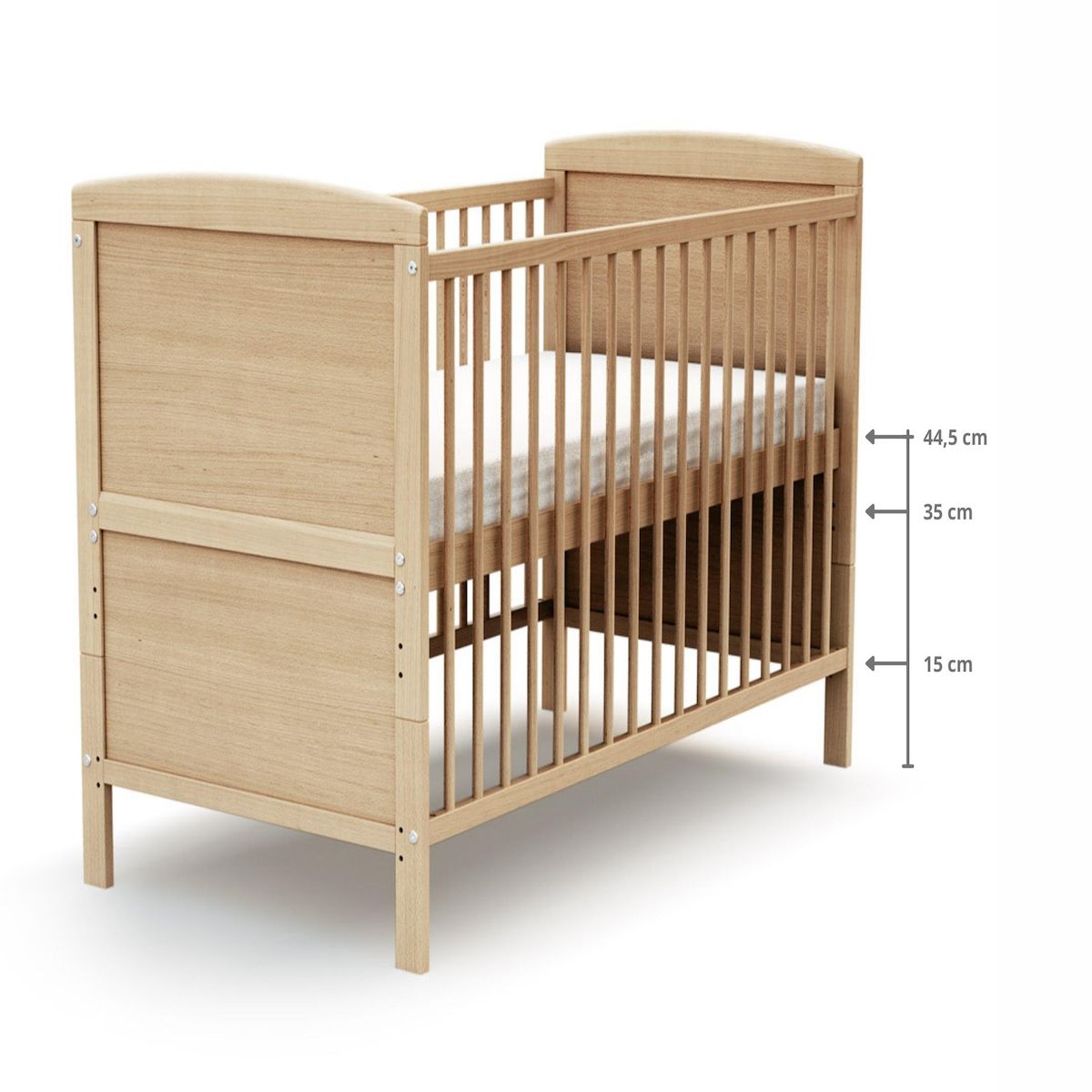AT4 Lit bébé évolutif avec matelas ESSENTIEL 60 x 120 cm en bois