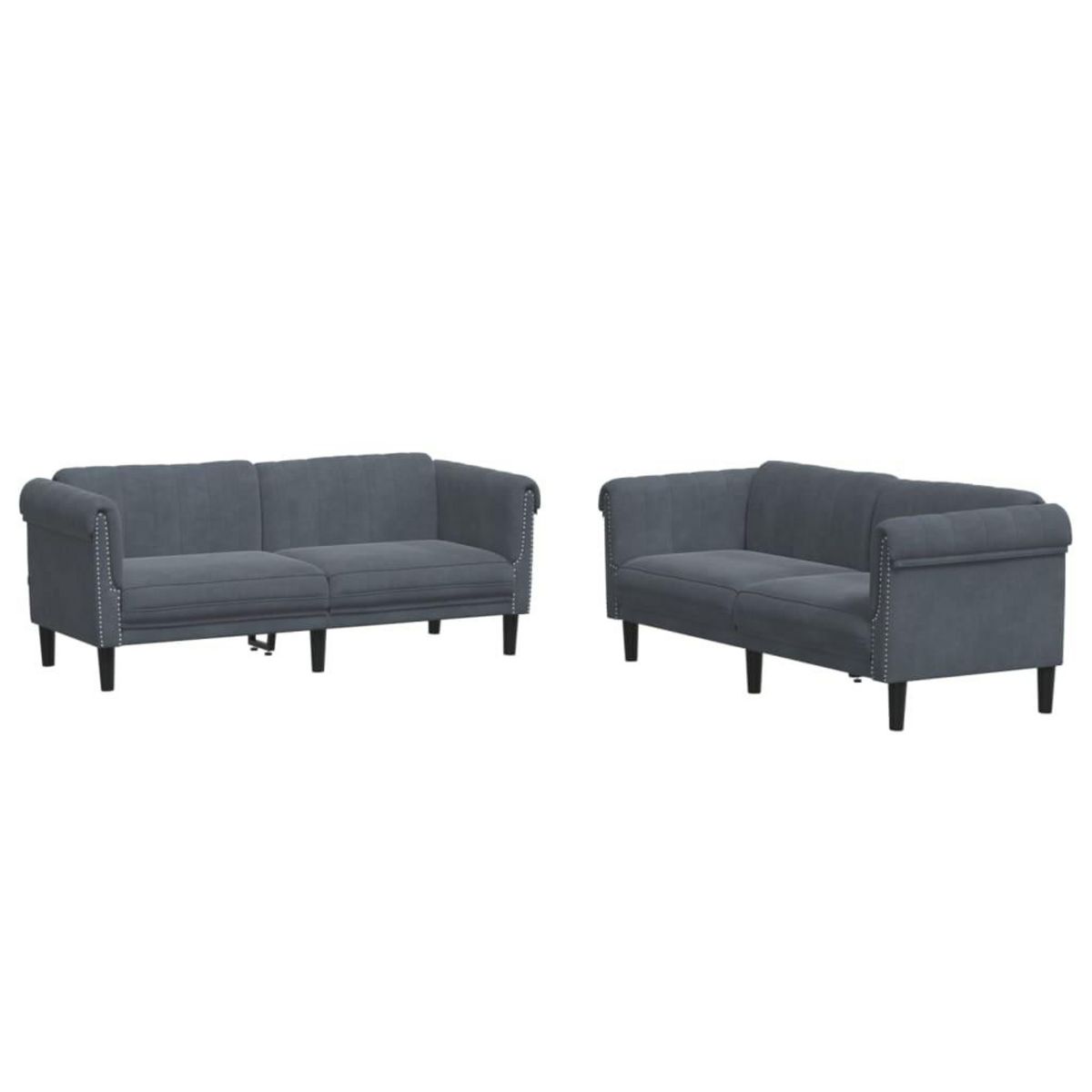 VIDAXL Ensemble de canapes 2 pcs gris fonce velours