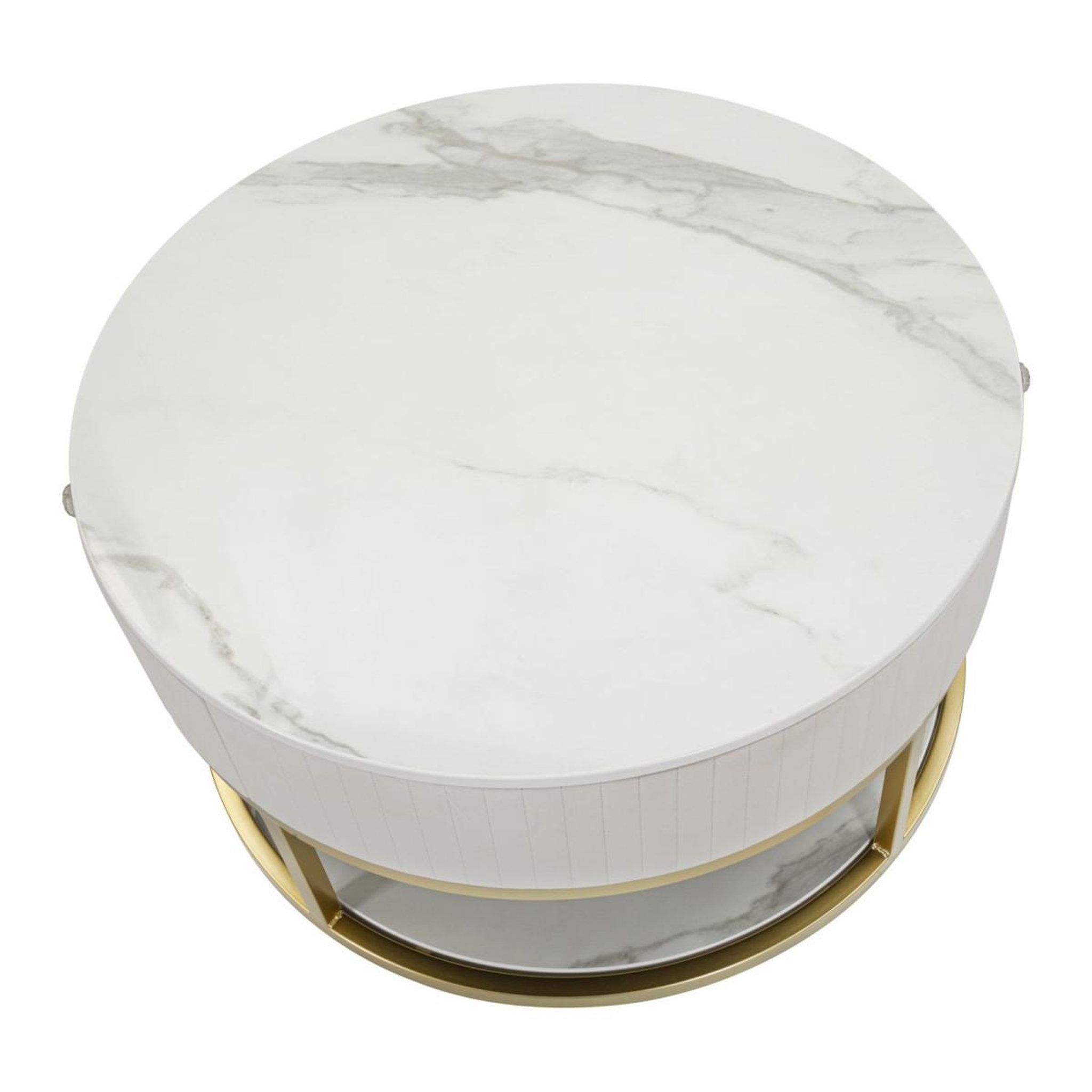Voir la diapositive 4 : Paris Prix Table basse effet marbre  montpellier  75cm crème & or