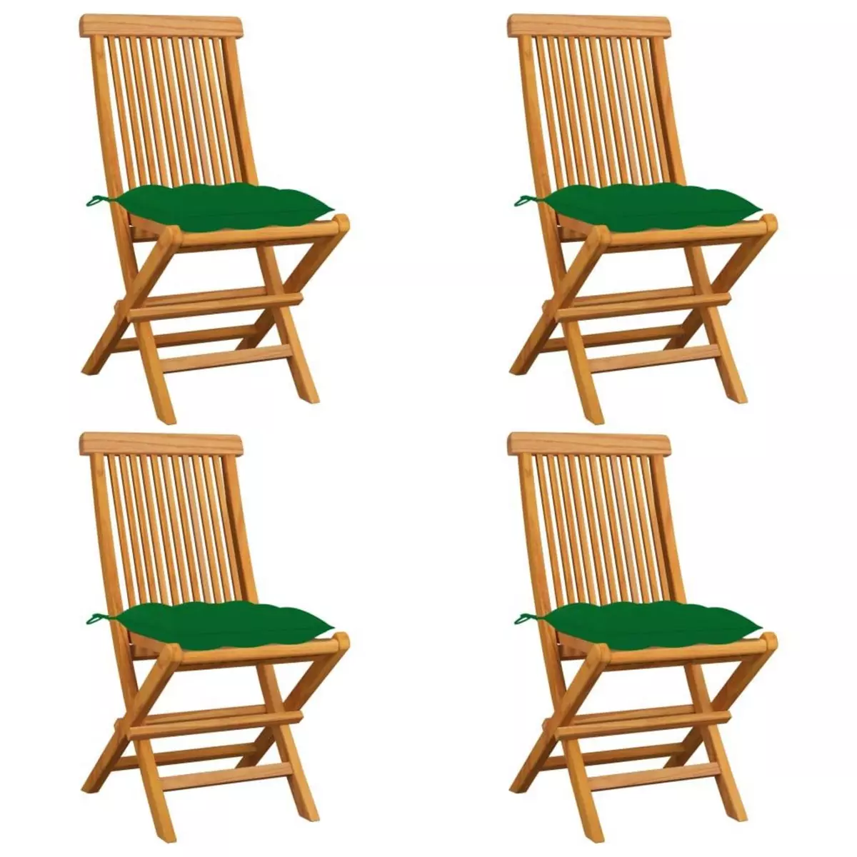 VIDAXL Chaises de jardin avec coussins vert 4 pcs Bois de teck massif
