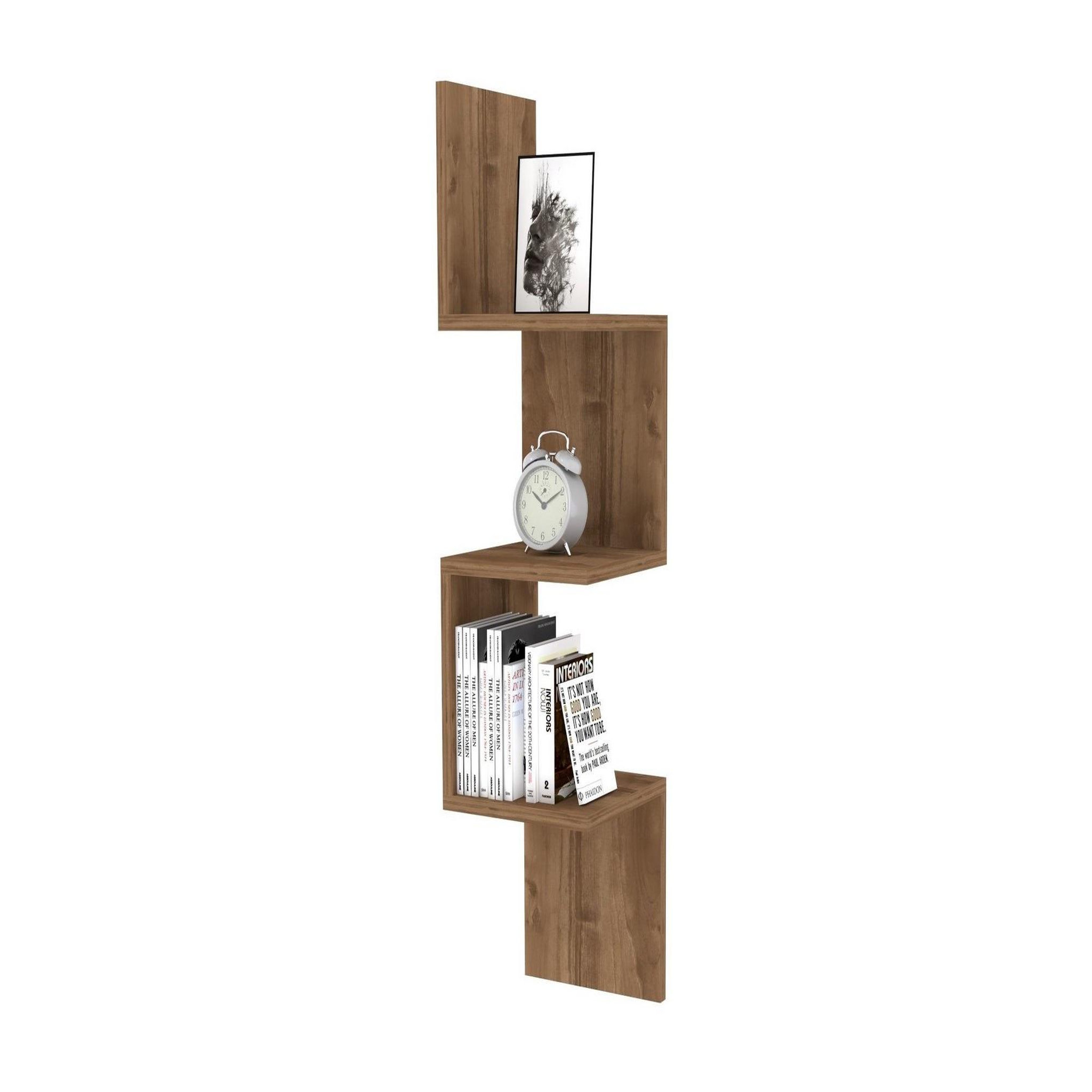 Habitat et Jardin Étagère murale en bois  zikzak  - 25 x 25 x 105 cm - noyer