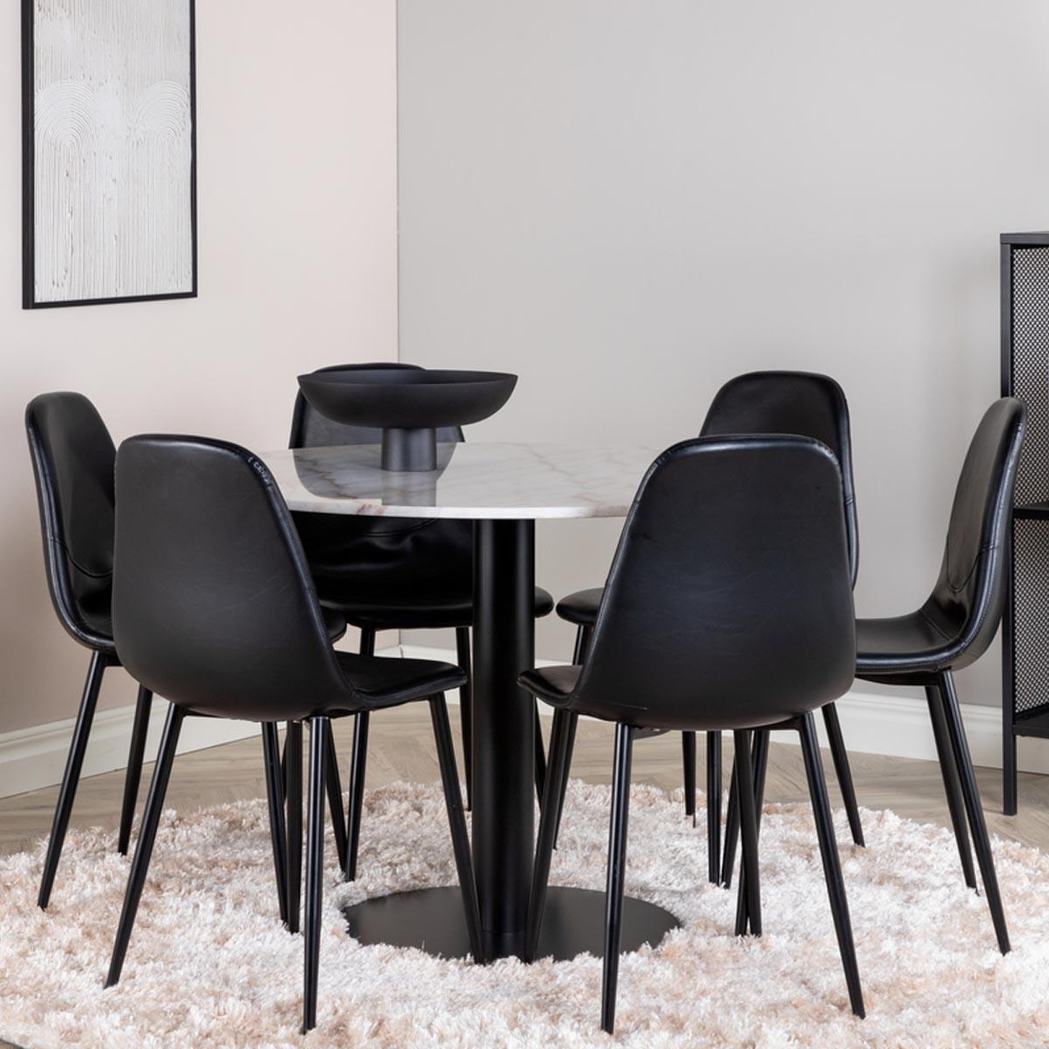 Voir la diapositive 4 : Paris Prix Ensemble table à manger & 6 chaises  estelle i & polar i  106cm blanc & noir