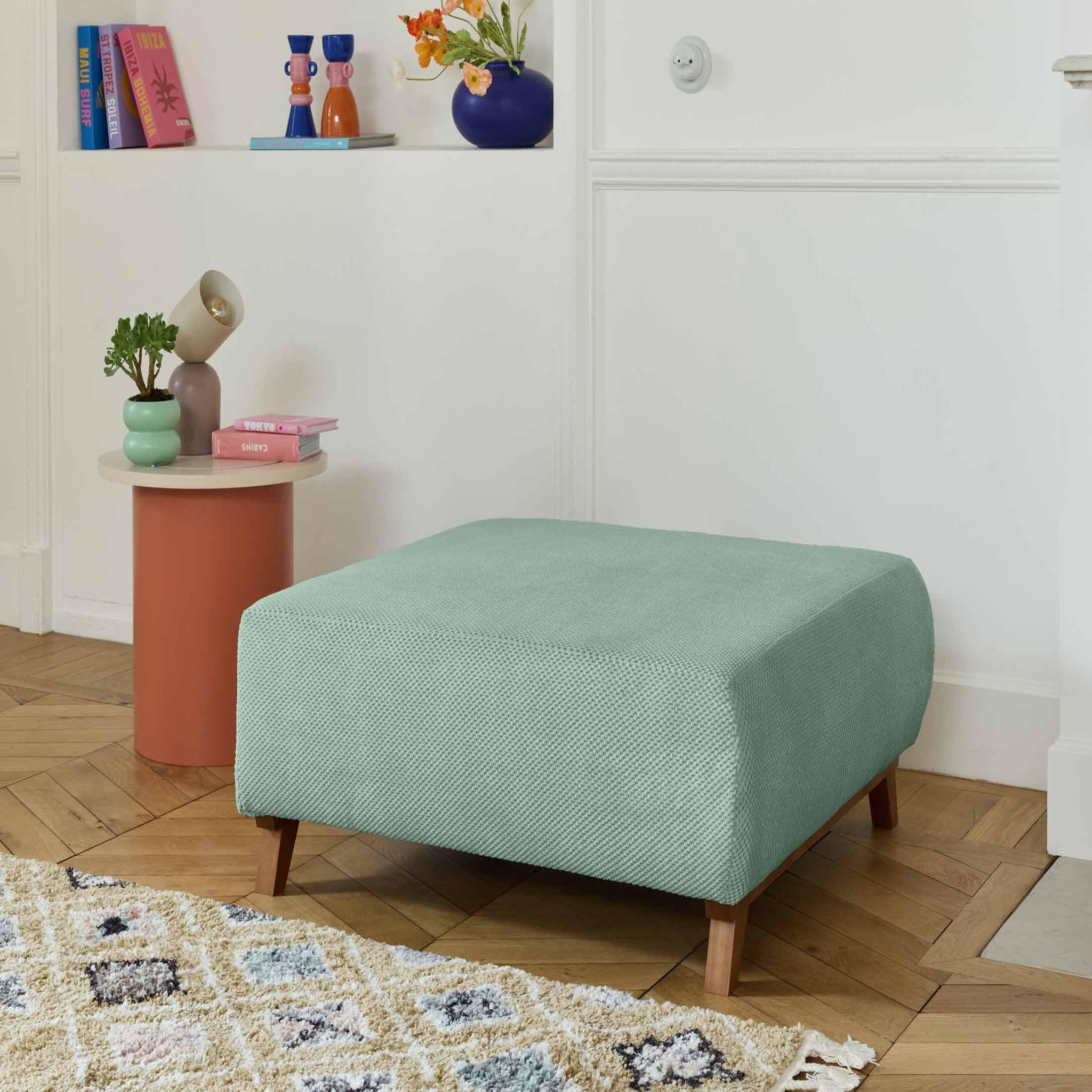 Voir la diapositive 5 : BEST MOBILIER Cristal - pouf modulable - 95 cm - en velours texturé