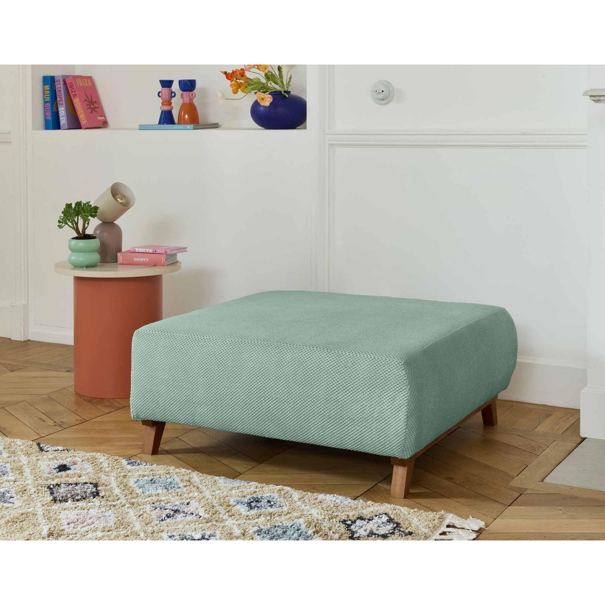 BEST MOBILIER Cristal - pouf modulable - 95 cm - en velours texturé