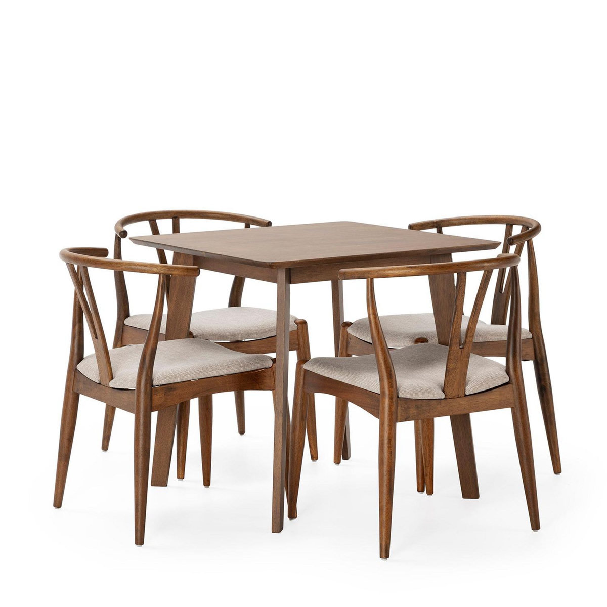 VS VENTA-STOCK Ensemble table 80x80 cm et 4 chaises de salle à manger Rustic Noyer