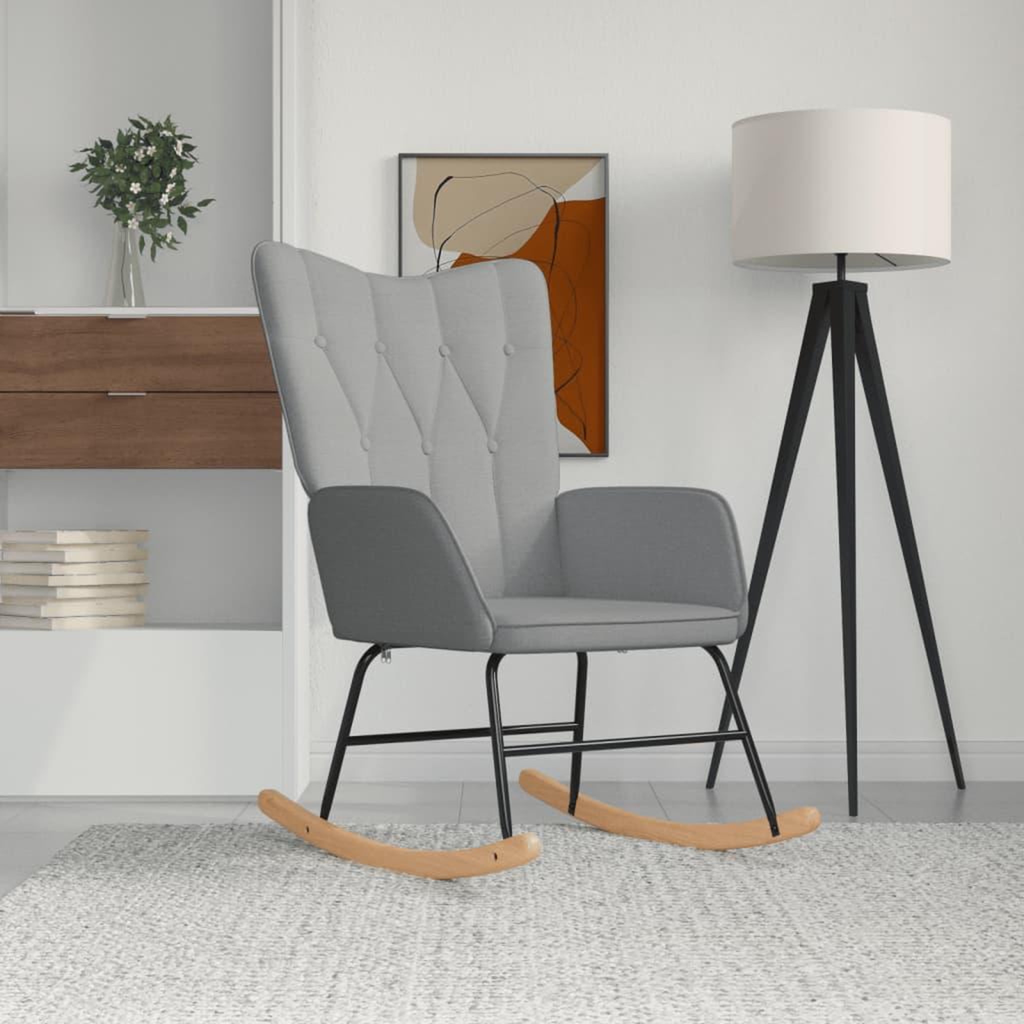 Voir la diapositive 1 : VIDAXL Chaise a bascule Gris clair Tissu