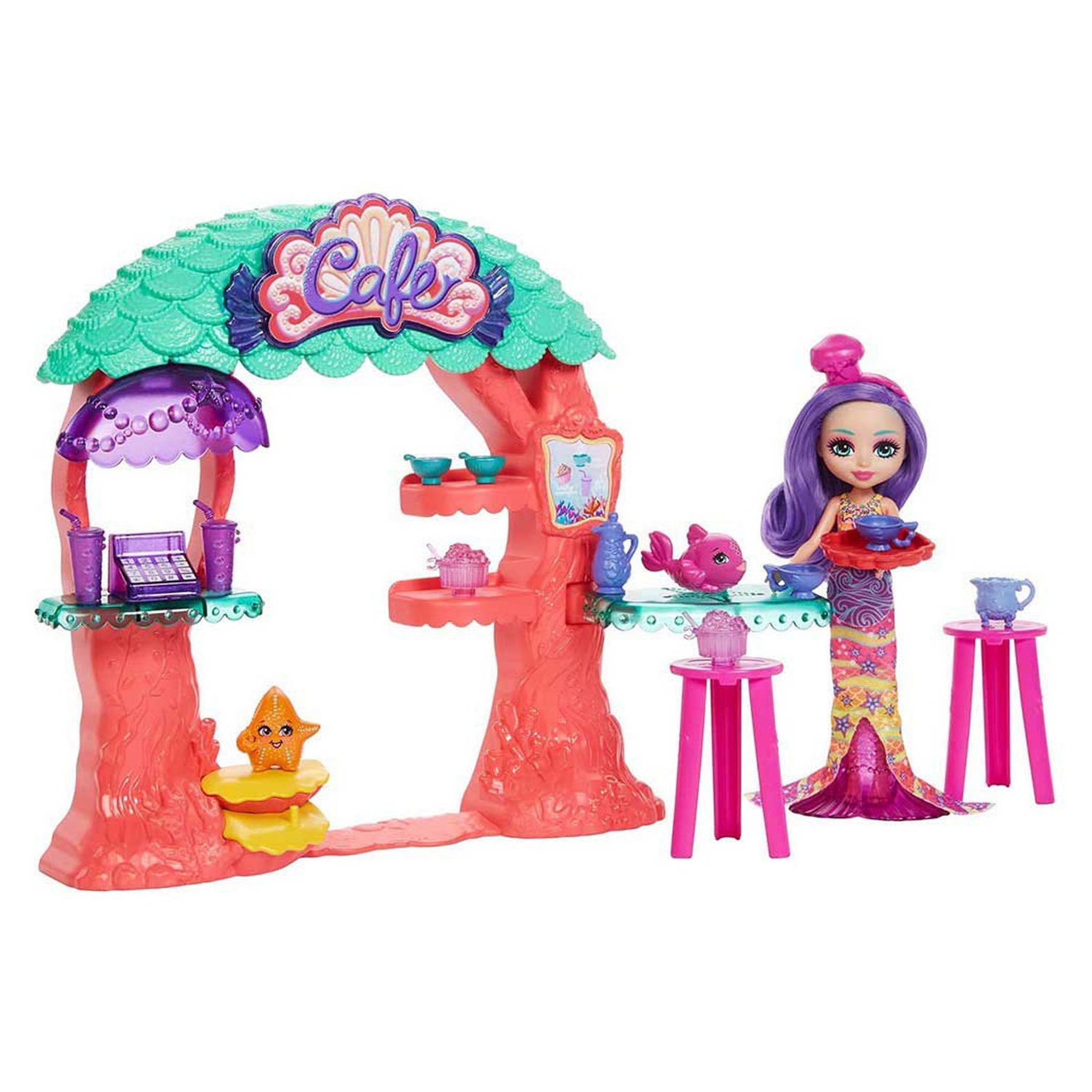 Voir la diapositive 2 : MATTEL Royaume de l'océan Coffret Café Sous-marin - Enchantimals