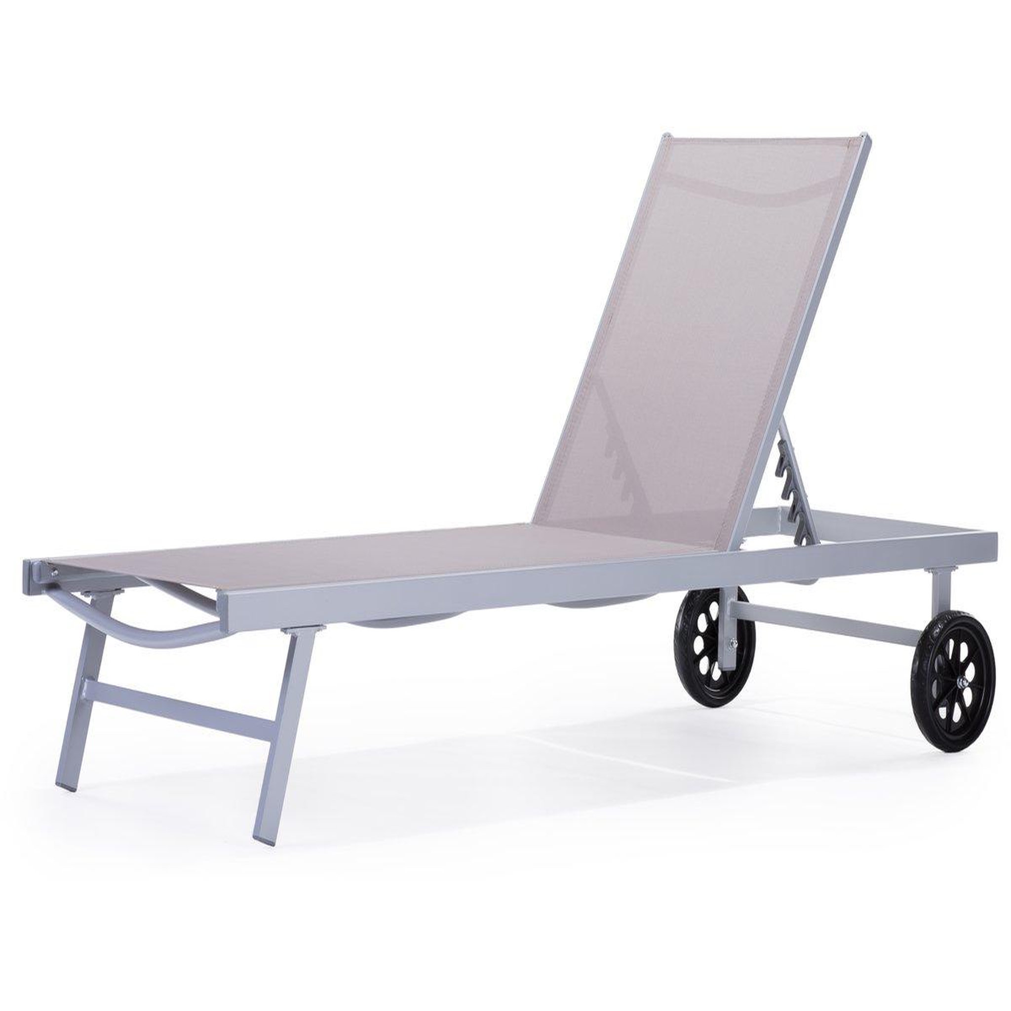 Voir la diapositive 1 : Habitat et Jardin Bain de soleil Alu / Textilene  Bella  avec roues - Taupe