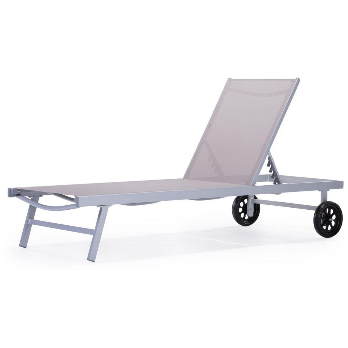 Habitat et Jardin Bain de soleil Alu / Textilene  Bella  avec roues - Taupe