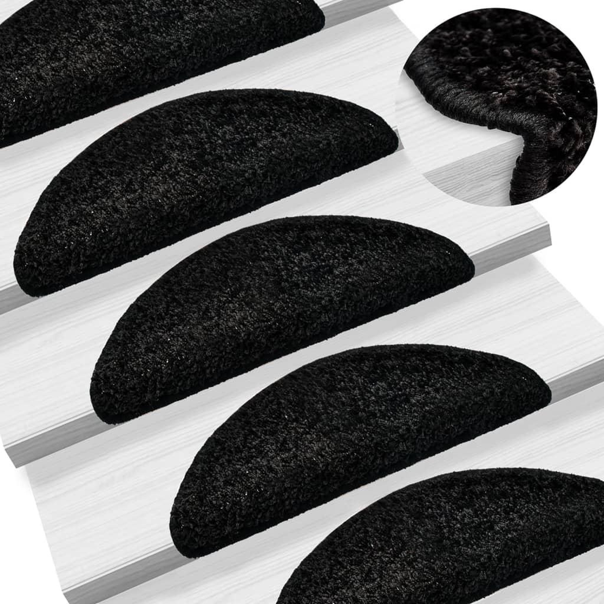 VIDAXL Tapis d'escalier 15 pcs noir 56x17x3 cm